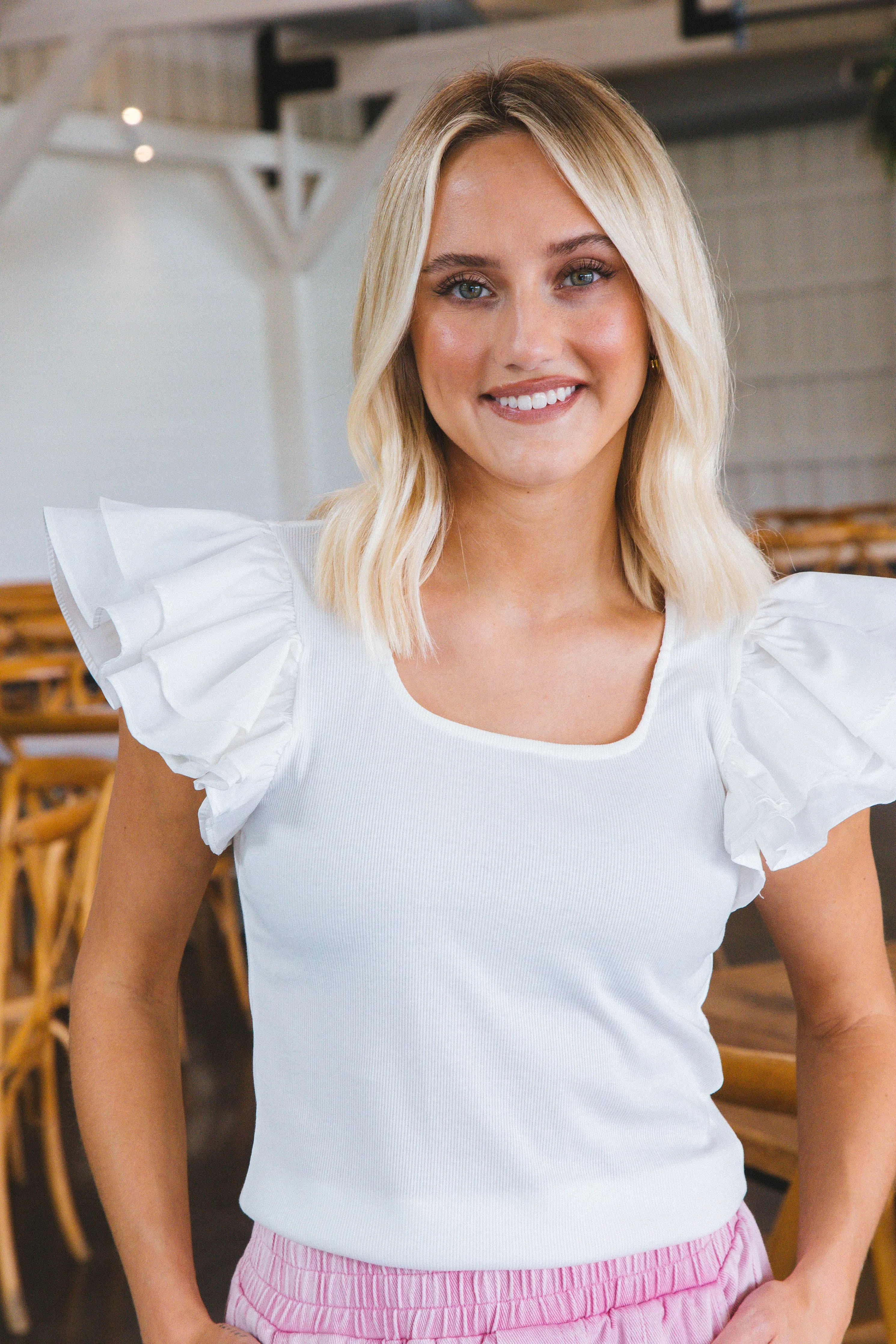 Maeve Rib Knit Top, Off White sold by North & Main Clothing Company product image thumbnail 5