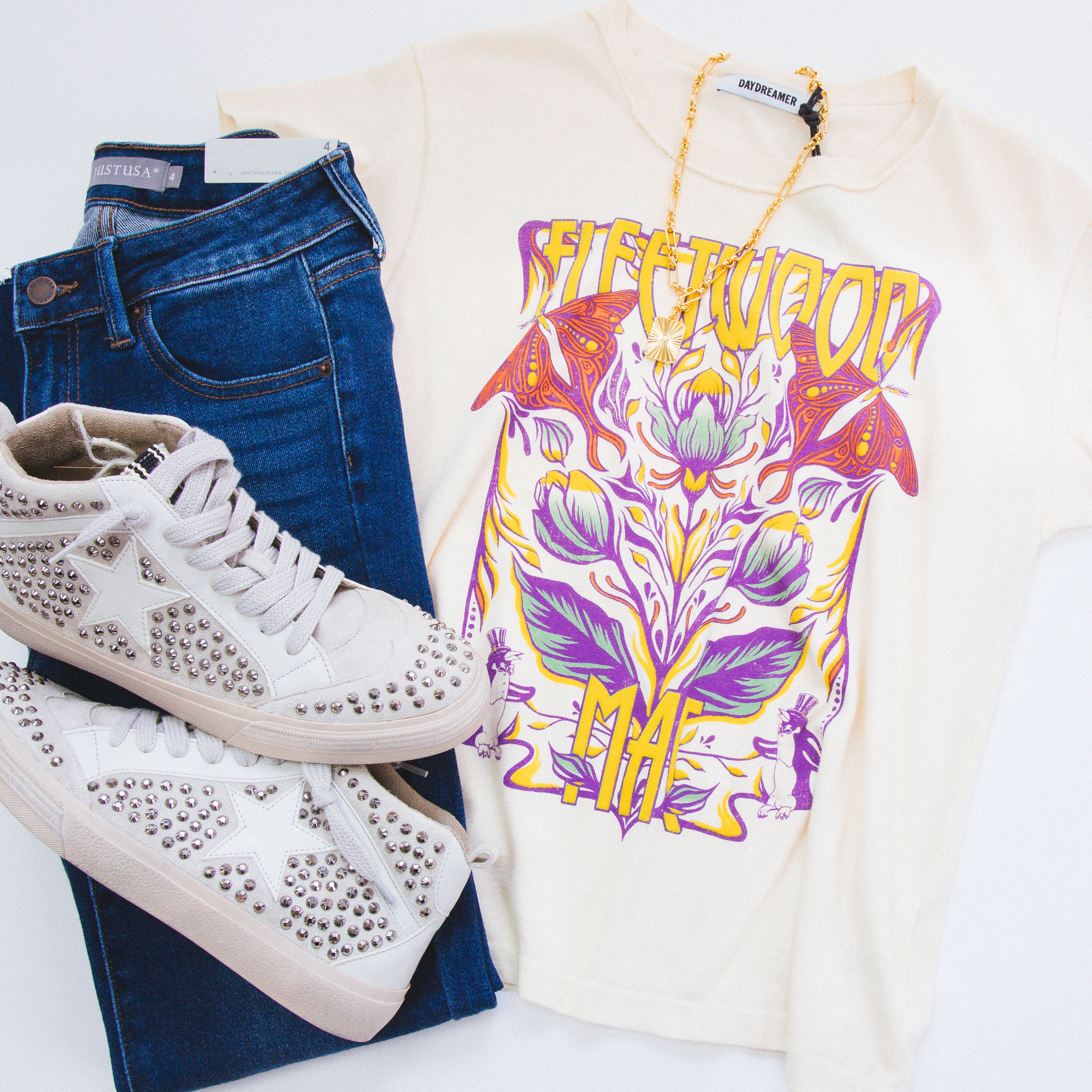 Fleetwood Mac Butterflies Graphic Tee, Parchment | DayDreamer sold by North & Main Clothing Company product image thumbnail 3