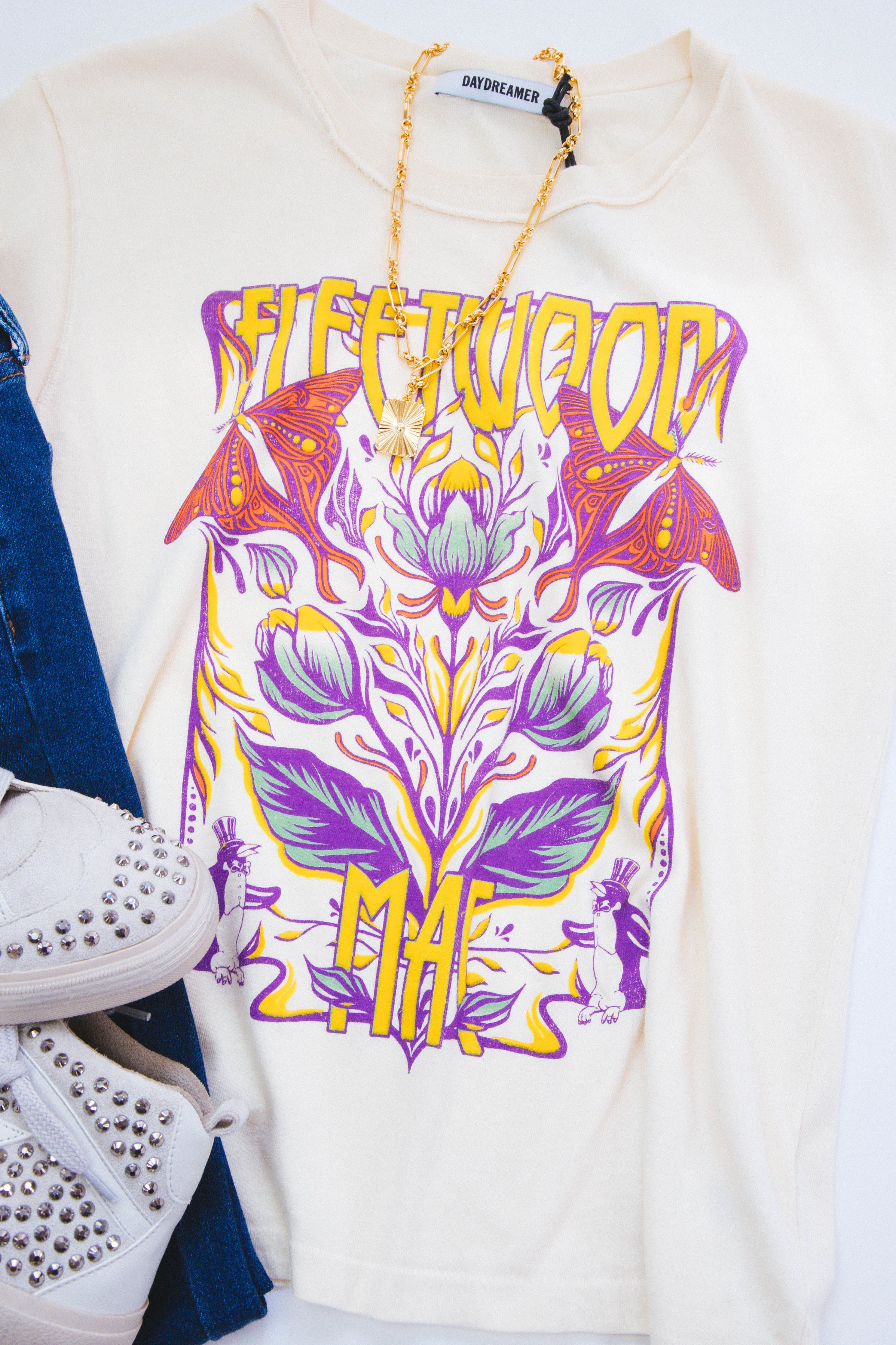 Fleetwood Mac Butterflies Graphic Tee, Parchment | DayDreamer sold by North & Main Clothing Company