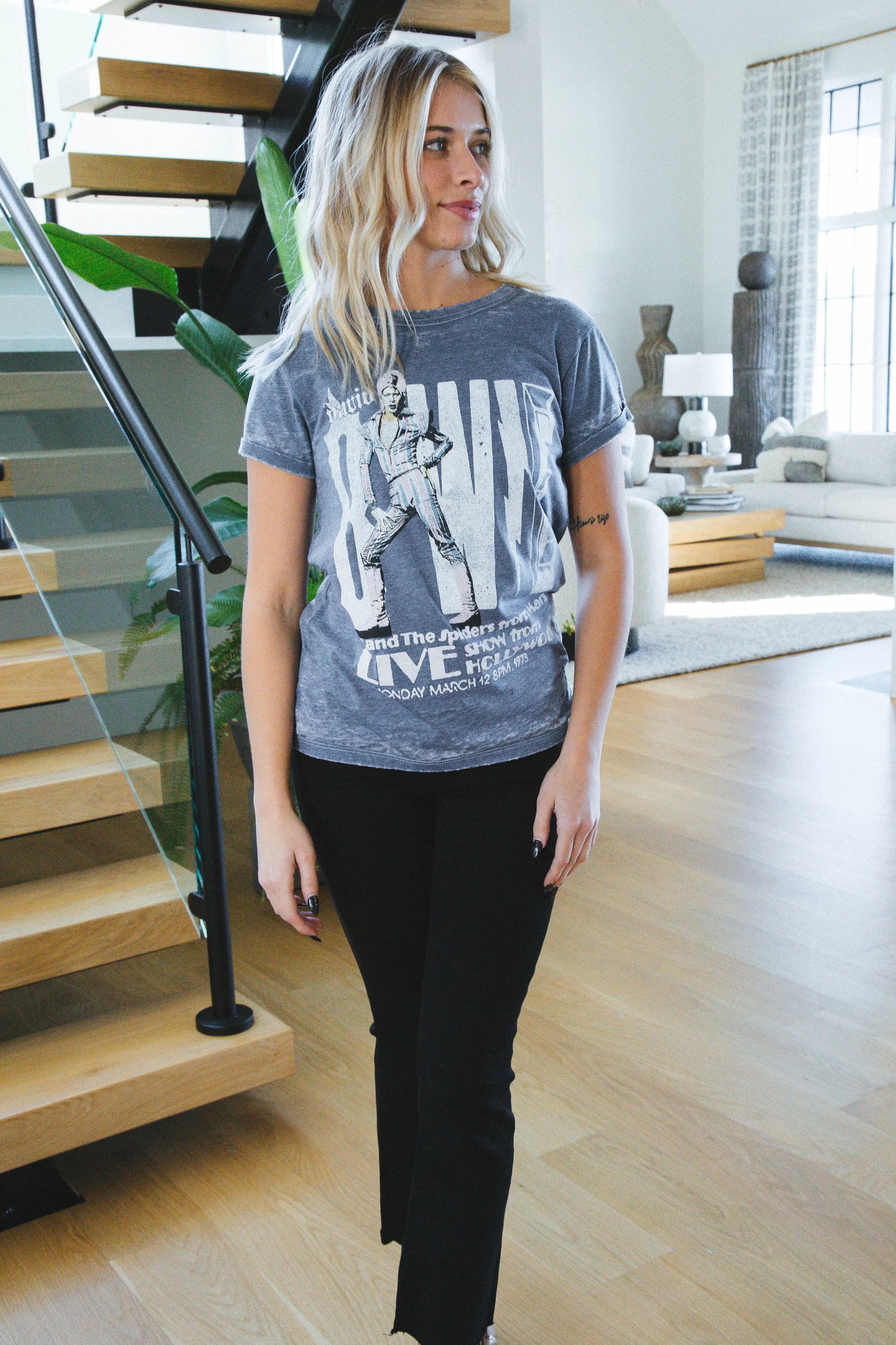 David Bowie Burn Out Tee, Vintage Blue | Recycled Karma sold by North & Main Clothing Company product image thumbnail 5