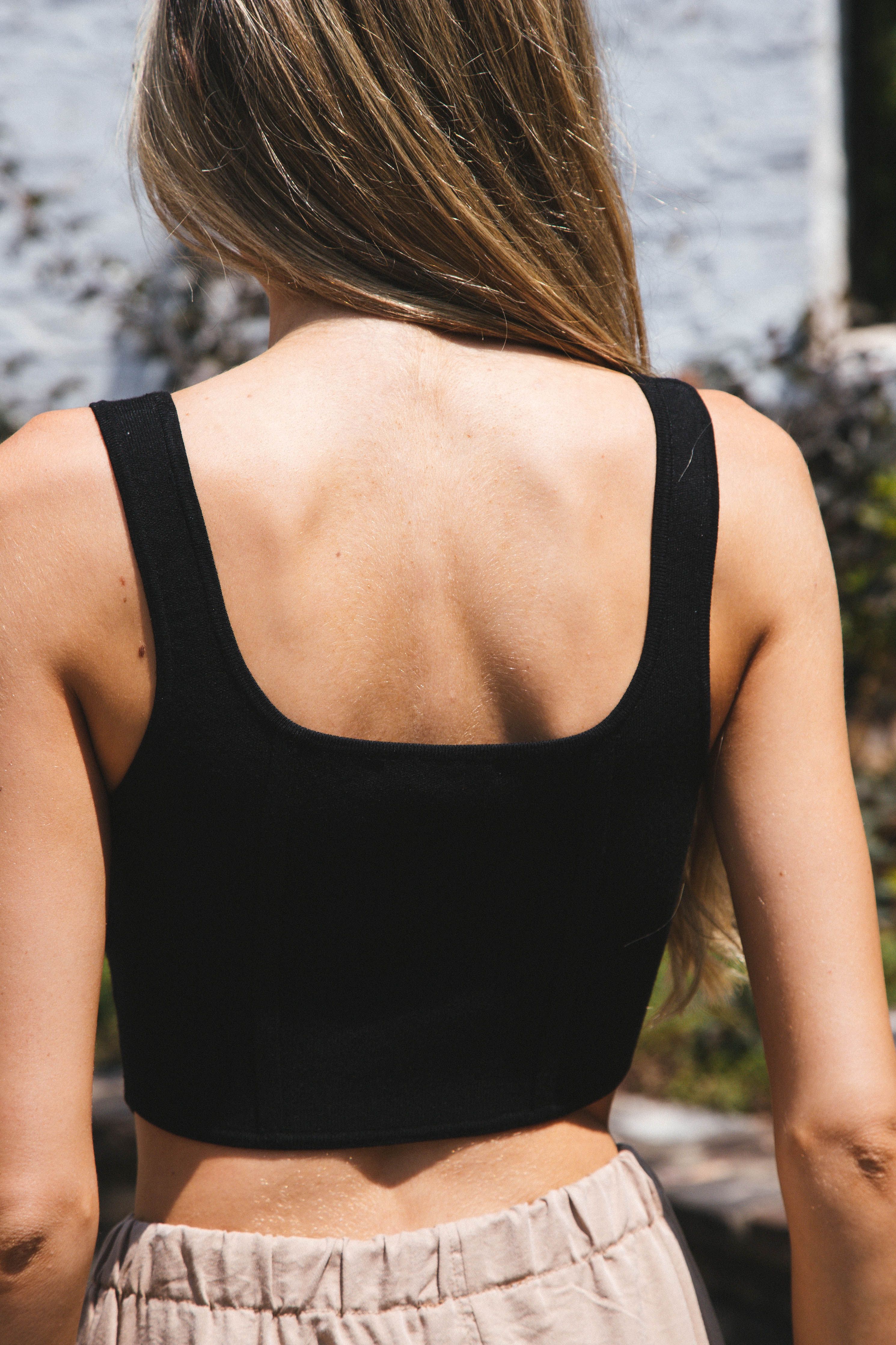 Ready to Rock Cropped Rib Tank, Black sold by North & Main Clothing Company product image thumbnail 6