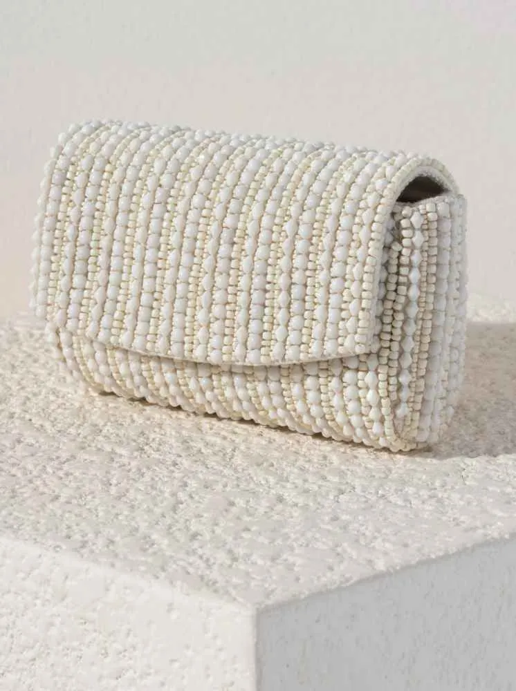 Danny Beaded Clutch, White sold by North & Main Clothing Company