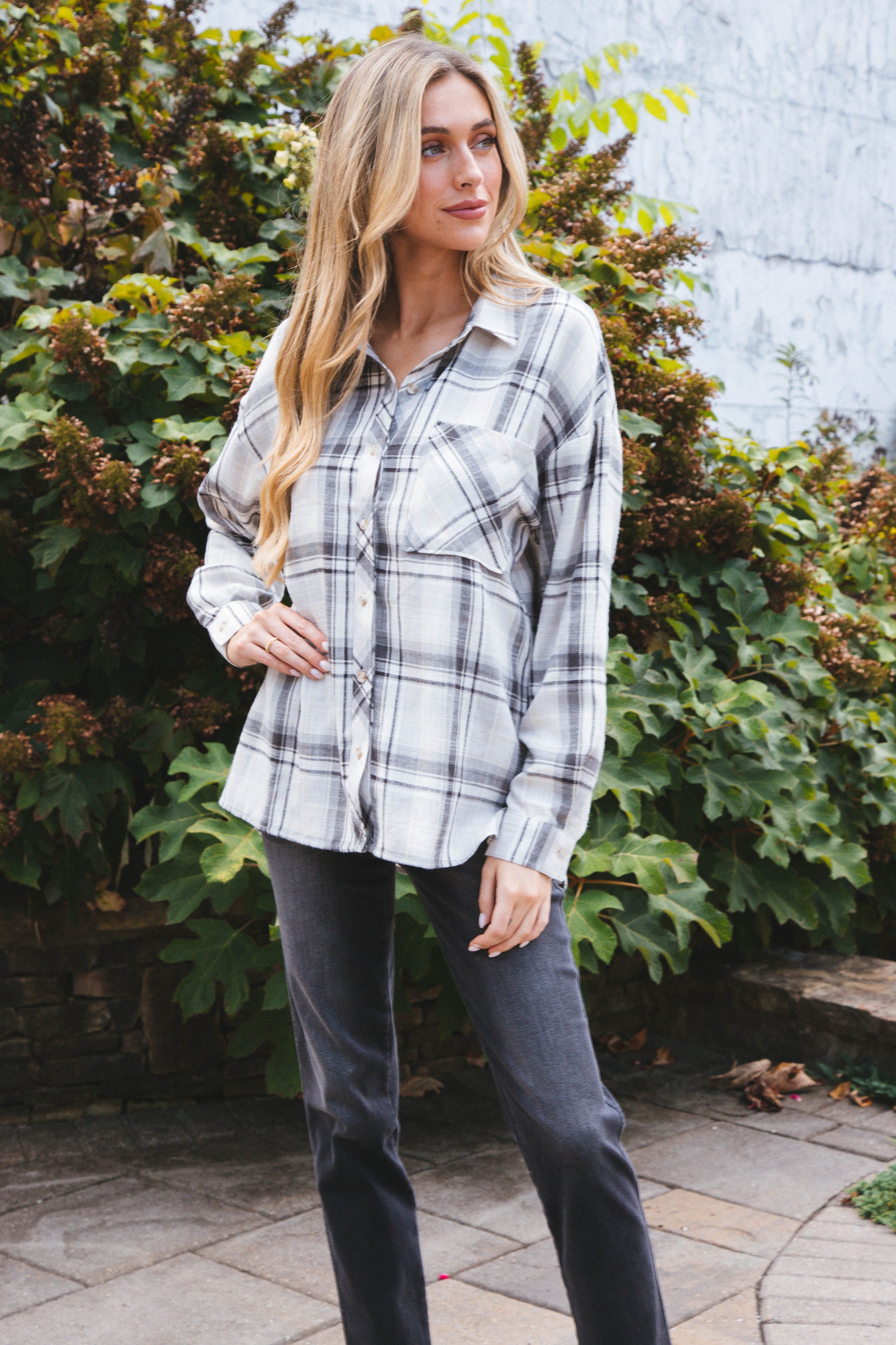 Stay Fresh Plaid Flannel, Grey sold by North & Main Clothing Company product image thumbnail 7