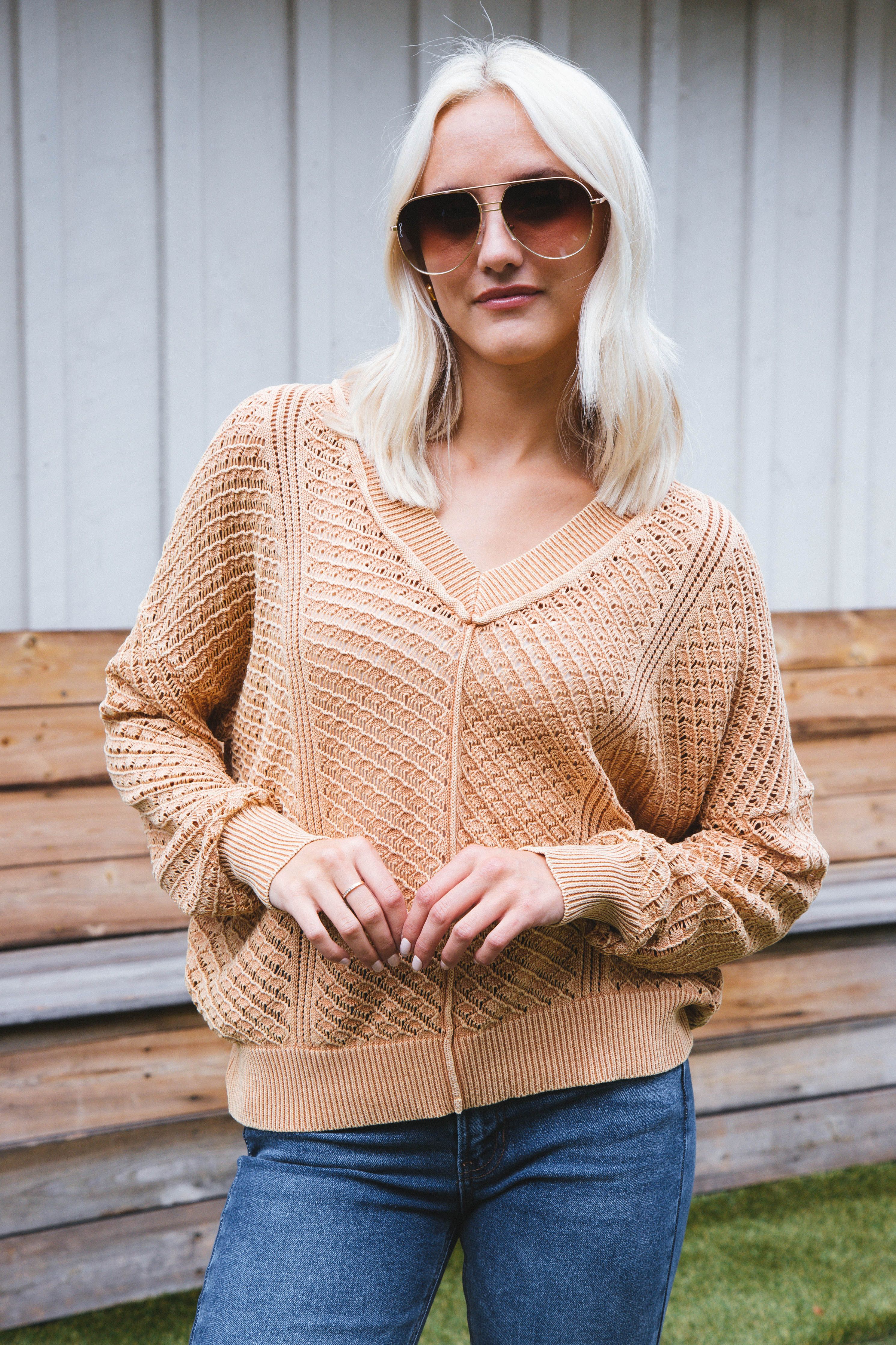 Chris Crochet Sweater, Taupe sold by North & Main Clothing Company product image thumbnail 2