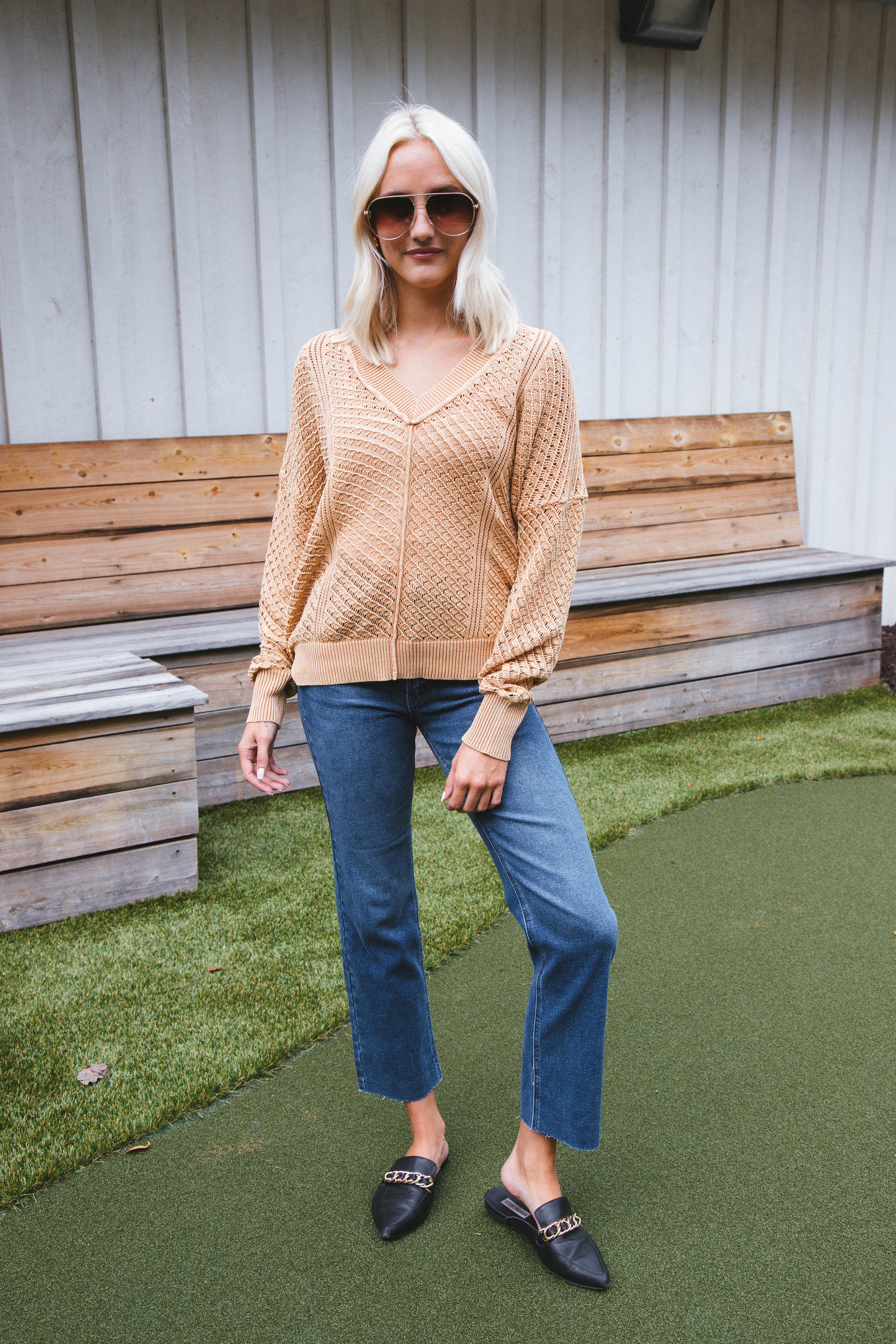 Chris Crochet Sweater, Taupe sold by North & Main Clothing Company product image thumbnail 3