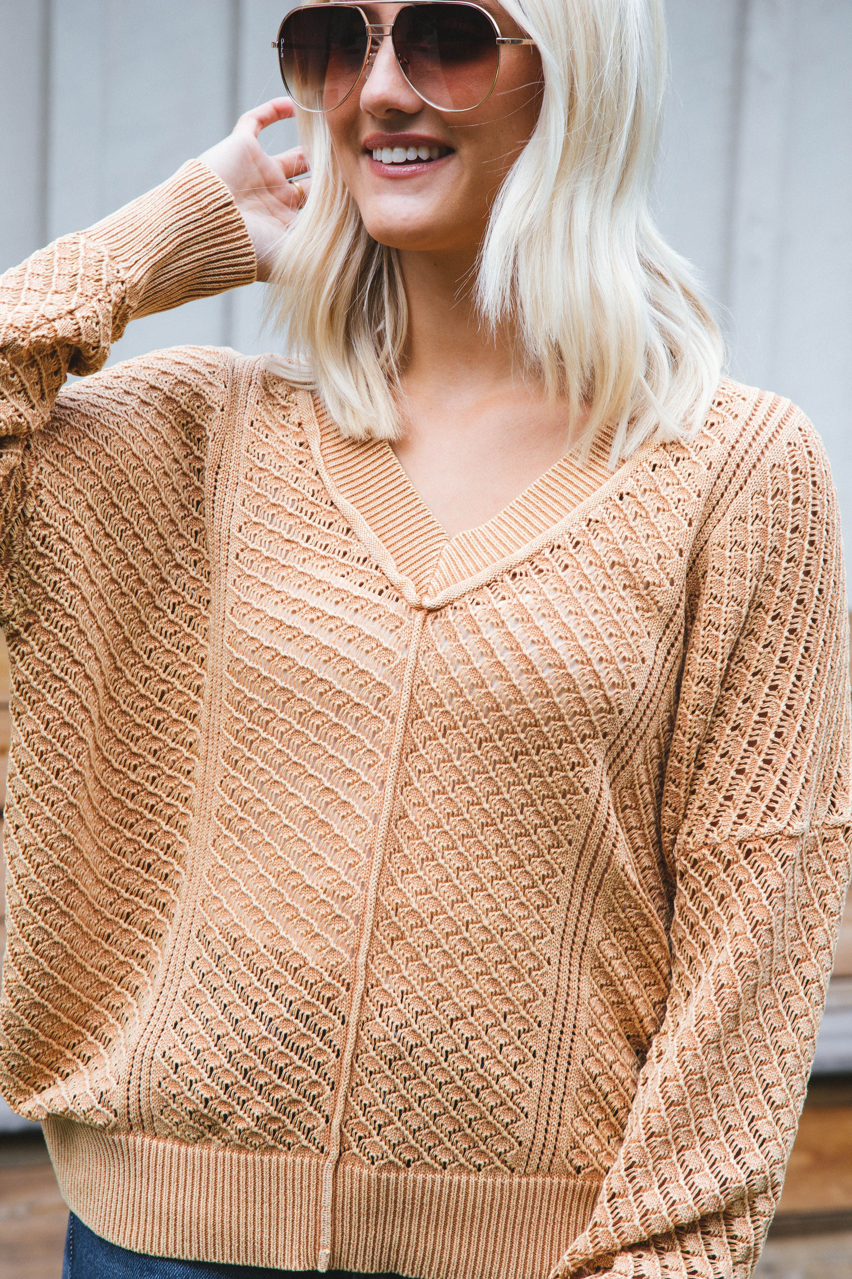 Chris Crochet Sweater, Taupe sold by North & Main Clothing Company product image thumbnail 5