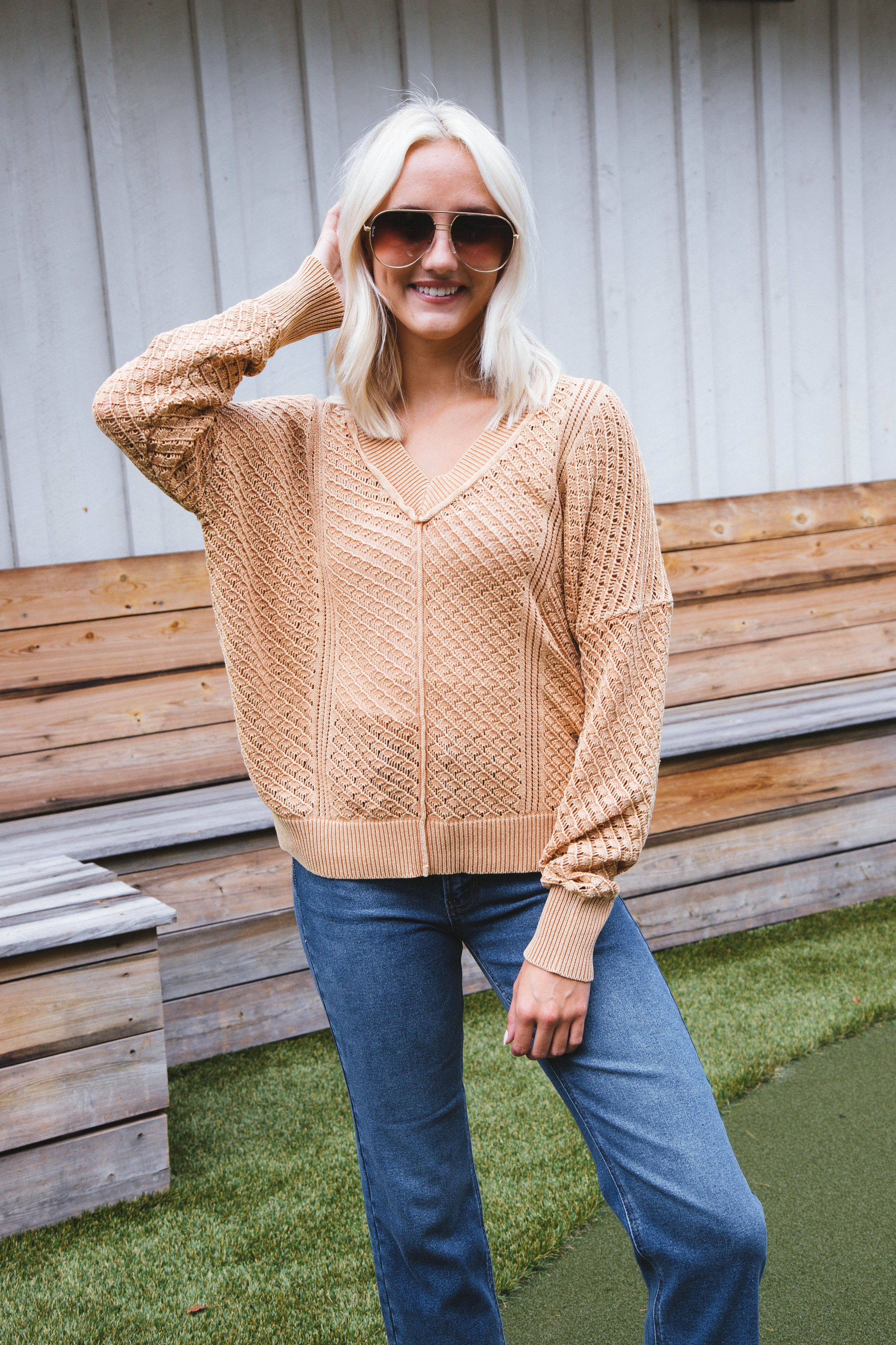Chris Crochet Sweater, Taupe sold by North & Main Clothing Company product image thumbnail 4