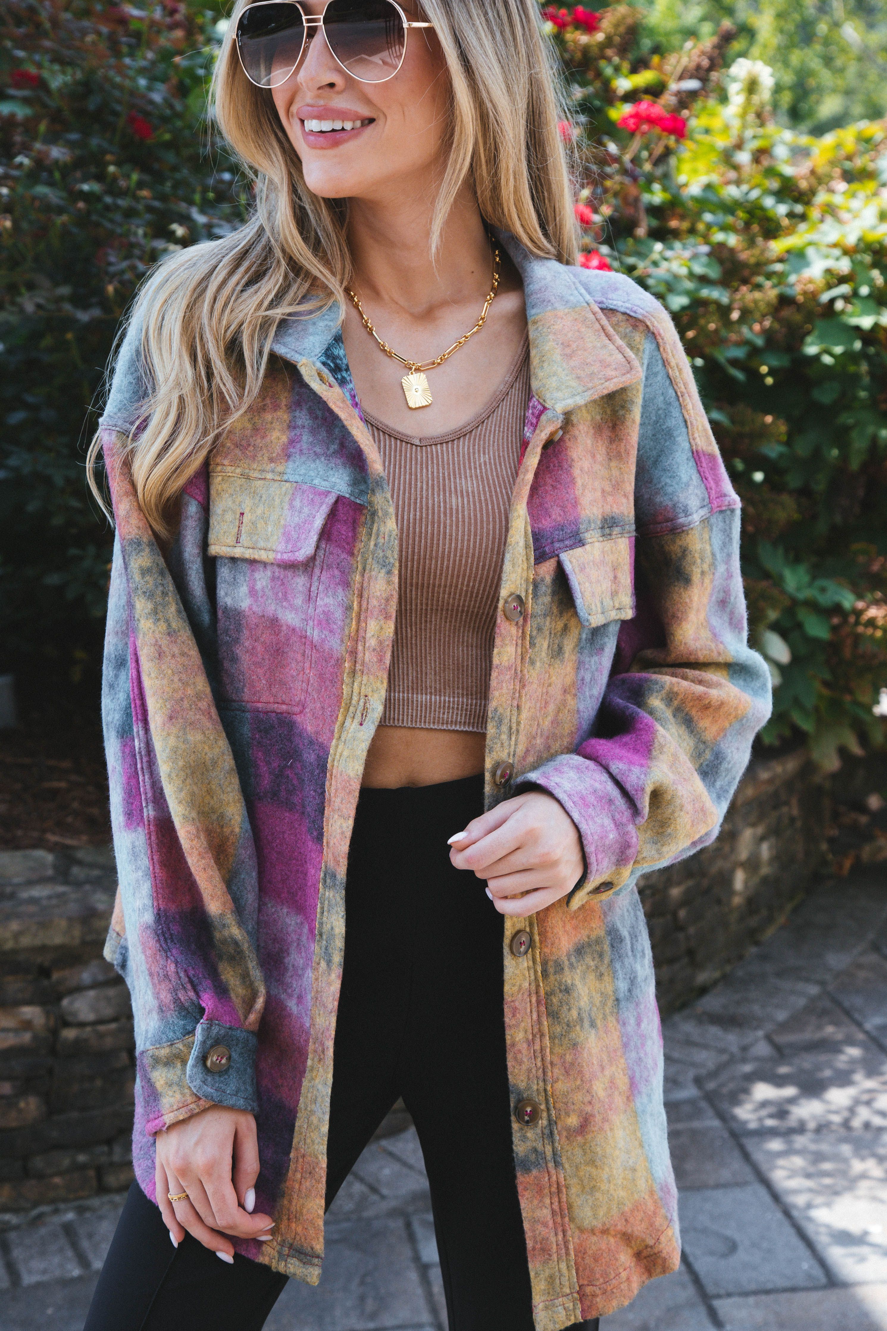 Aliye Oversized Shacket, Pink Combo sold by North & Main Clothing Company product image thumbnail 4