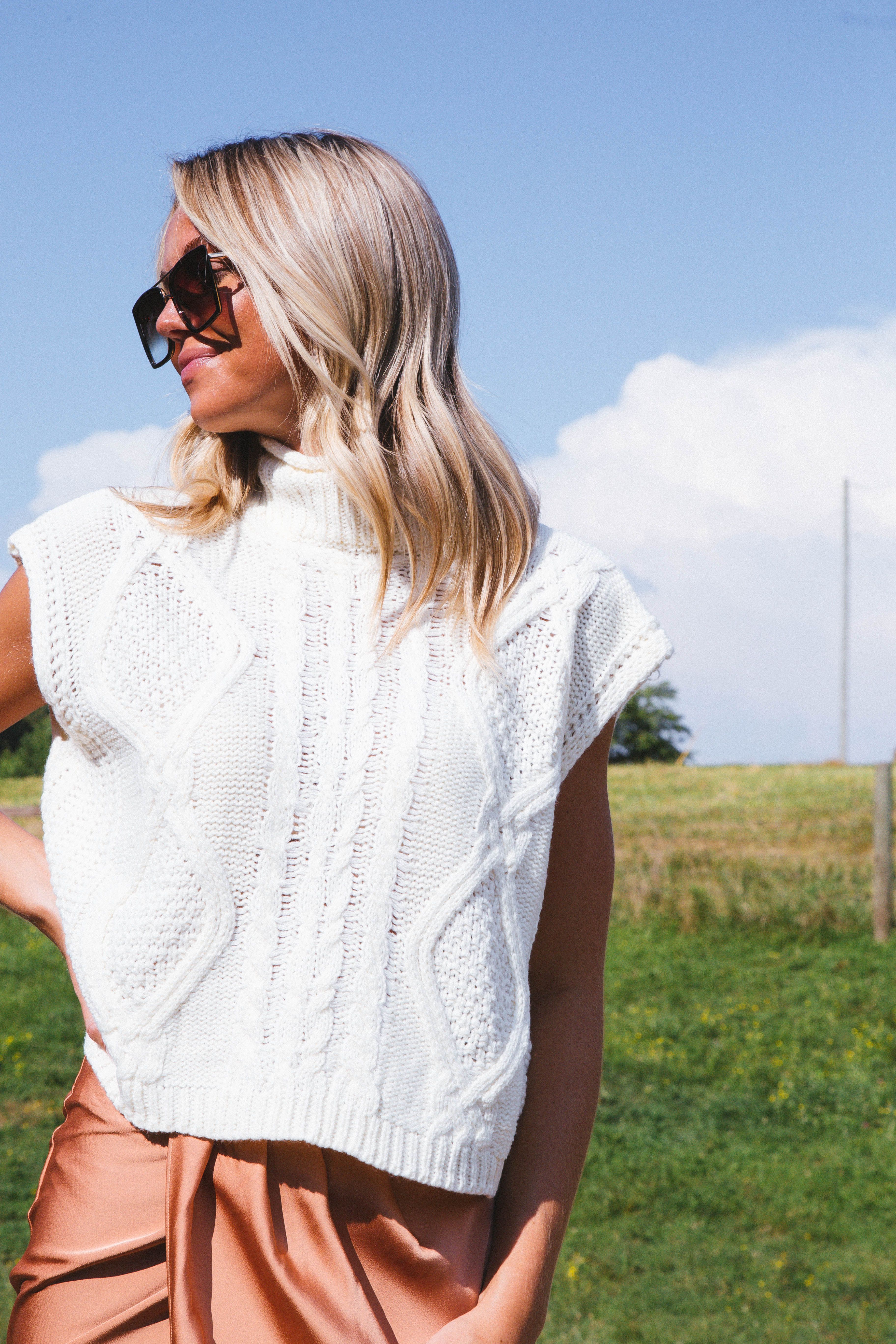 Unmatched Cable Knit Sleeveless Sweater, Cream sold by North & Main Clothing Company product image thumbnail 19