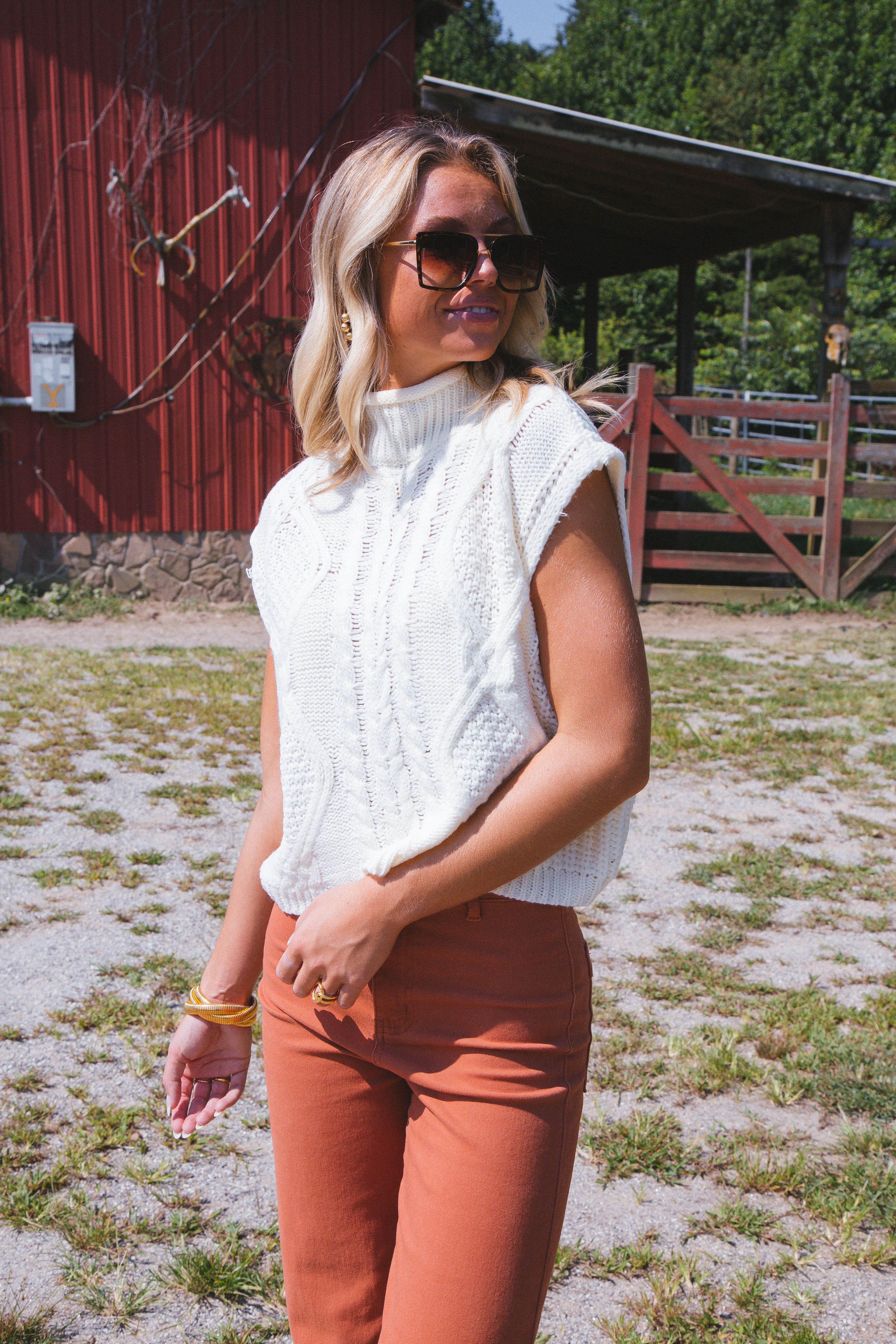 Unmatched Cable Knit Sleeveless Sweater, Cream sold by North & Main Clothing Company product image thumbnail 8