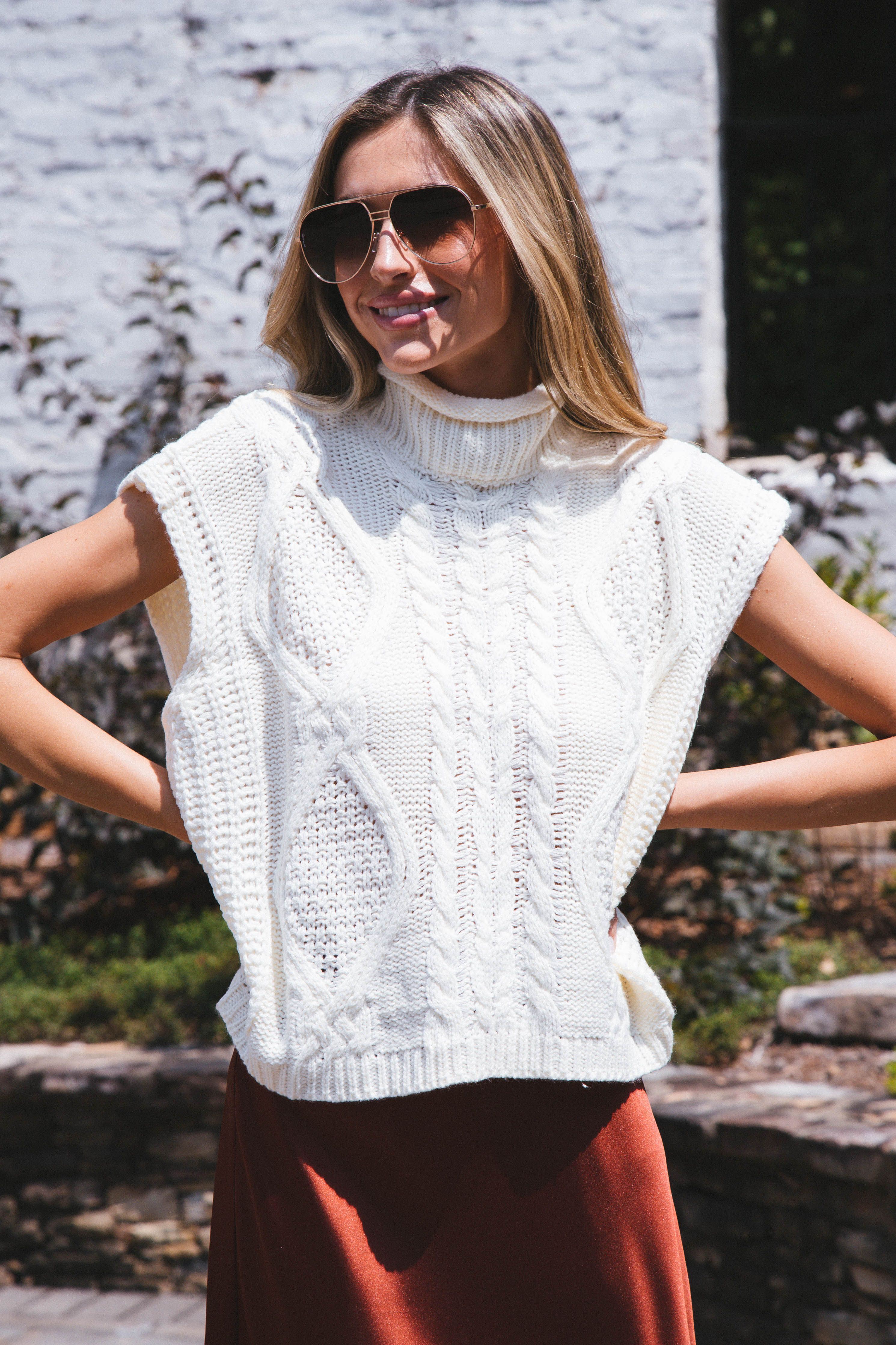 Unmatched Cable Knit Sleeveless Sweater, Cream sold by North & Main Clothing Company product image thumbnail 36