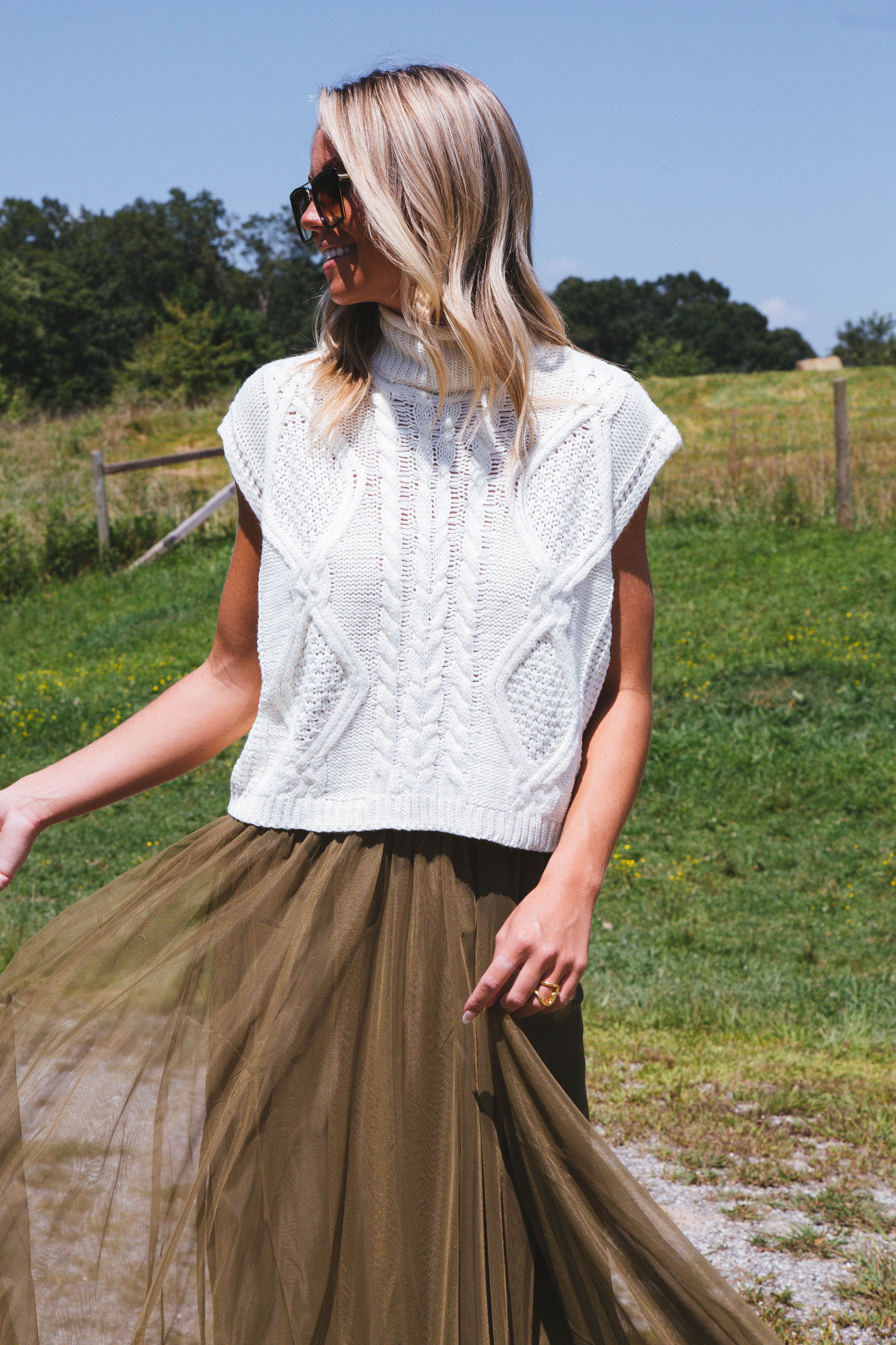 Unmatched Cable Knit Sleeveless Sweater, Cream sold by North & Main Clothing Company product image thumbnail 13