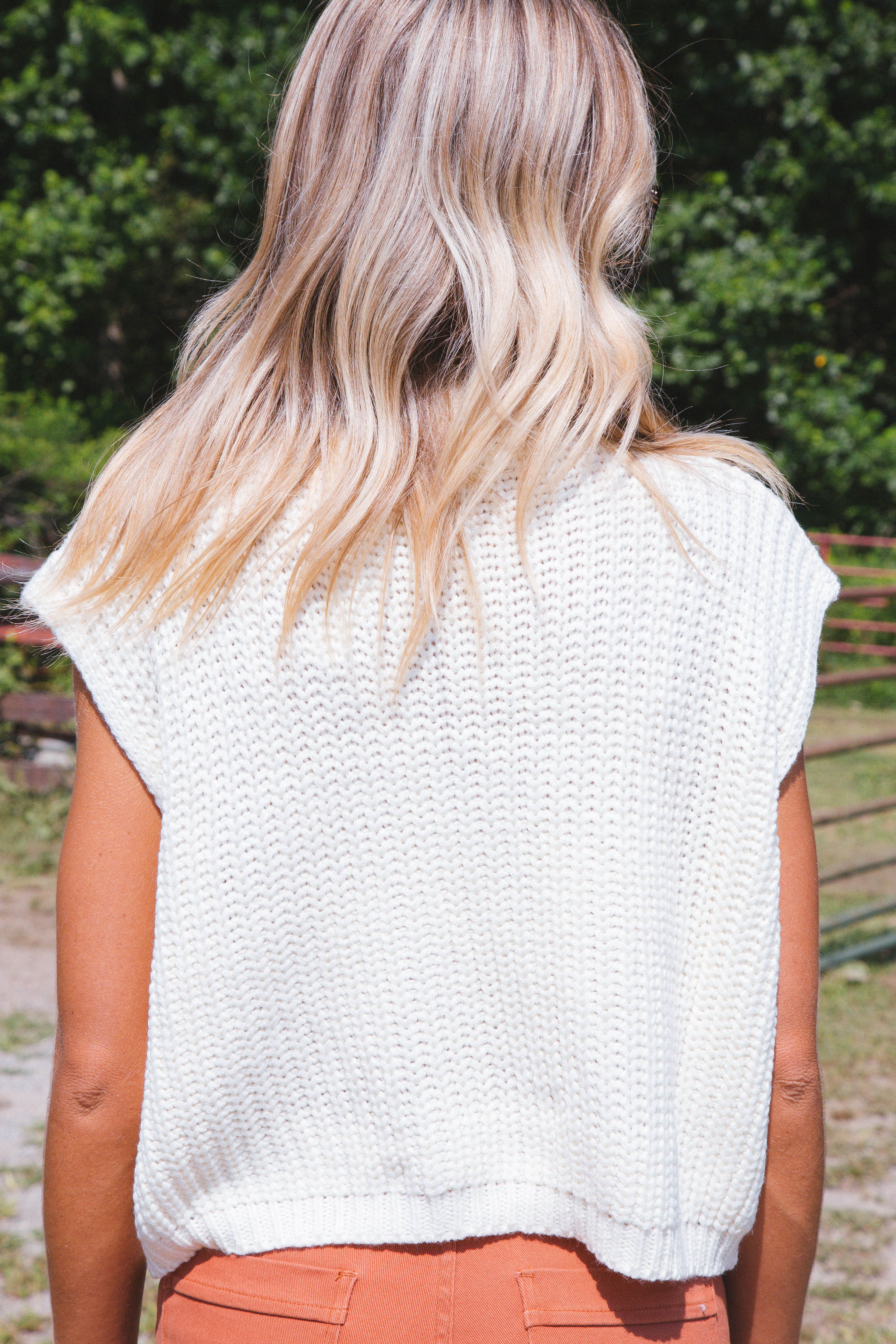 Unmatched Cable Knit Sleeveless Sweater, Cream sold by North & Main Clothing Company product image thumbnail 6