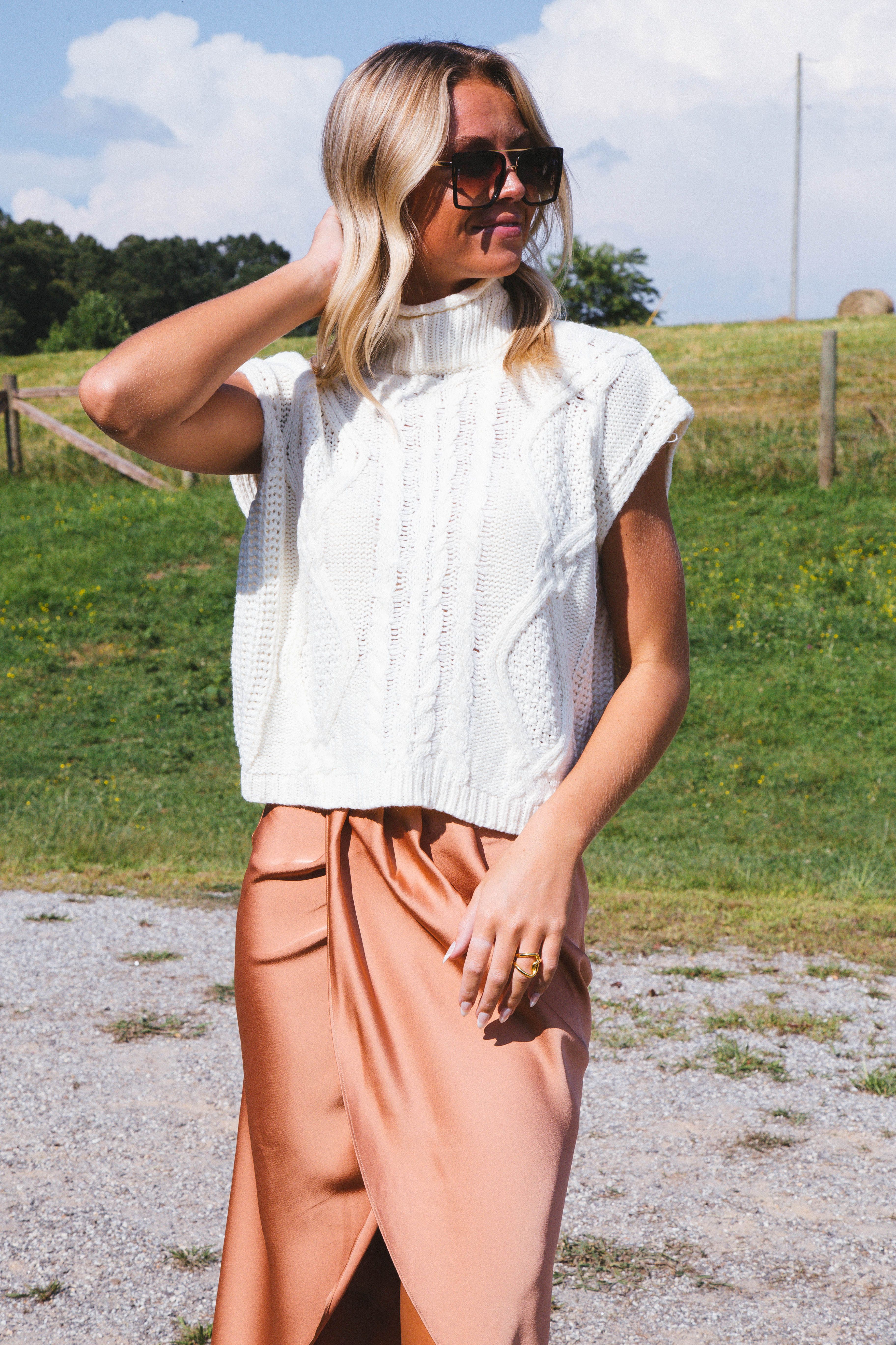 Unmatched Cable Knit Sleeveless Sweater, Cream sold by North & Main Clothing Company product image thumbnail 24