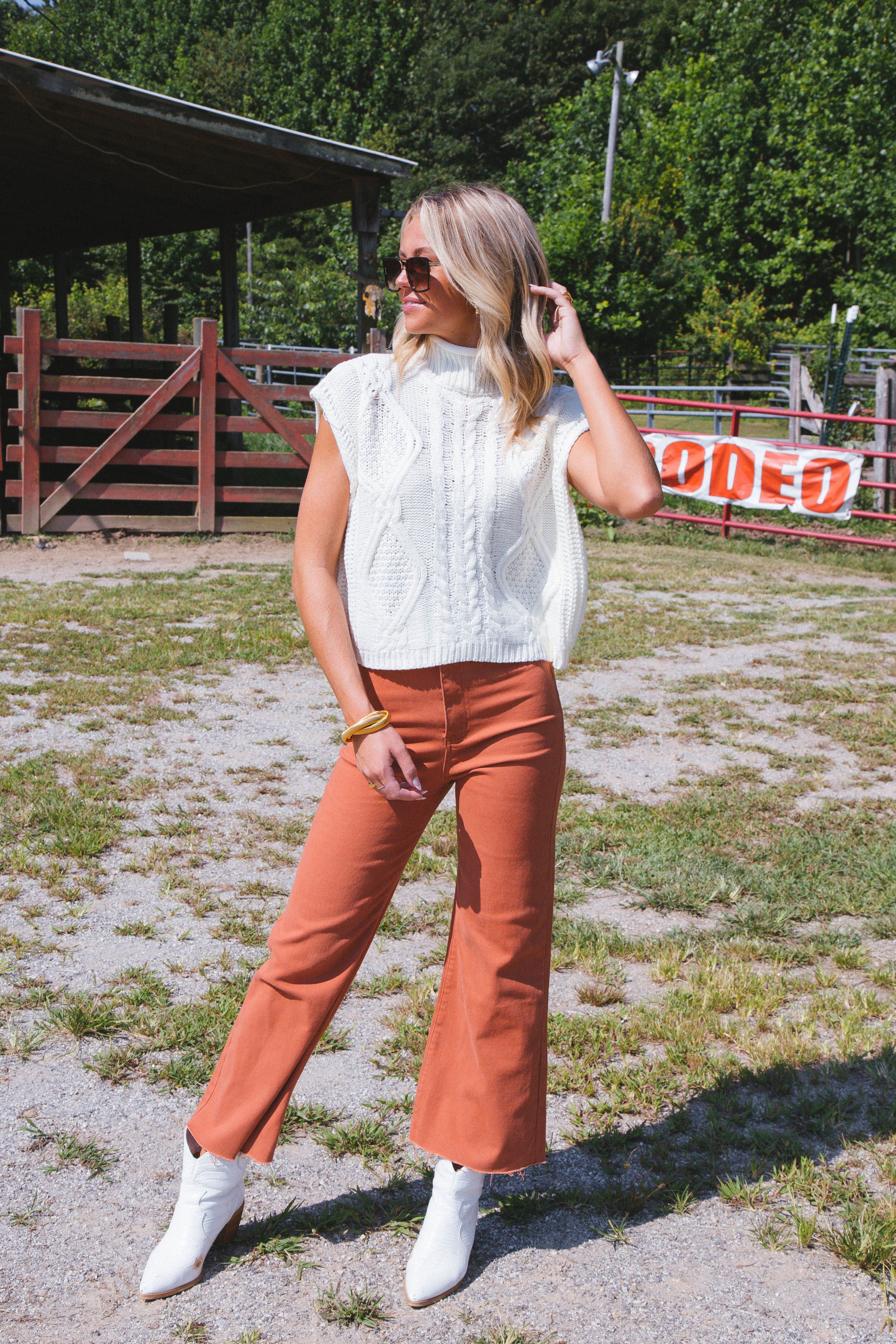 Unmatched Cable Knit Sleeveless Sweater, Cream sold by North & Main Clothing Company product image thumbnail 7