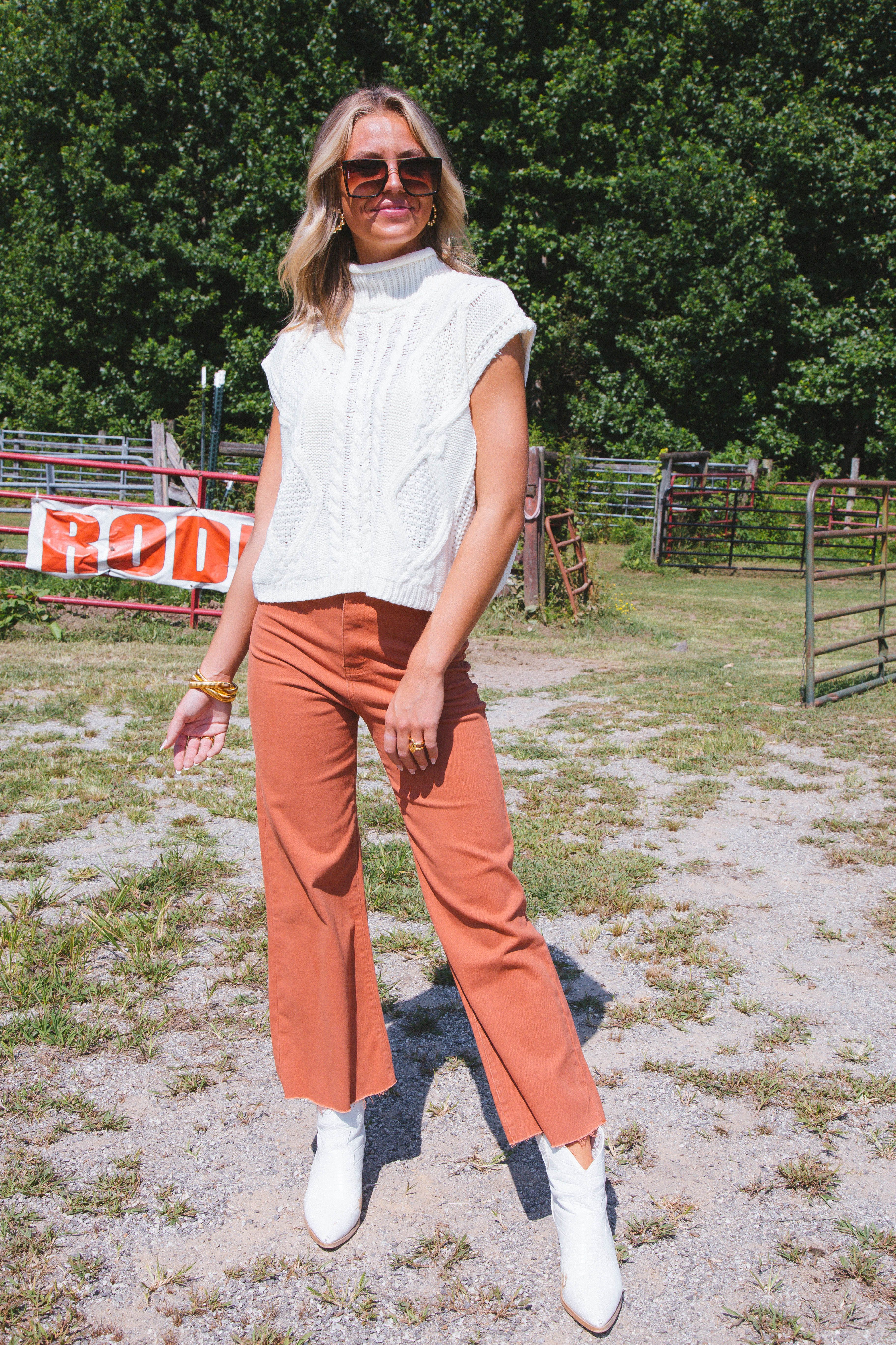 Unmatched Cable Knit Sleeveless Sweater, Cream sold by North & Main Clothing Company product image thumbnail 5