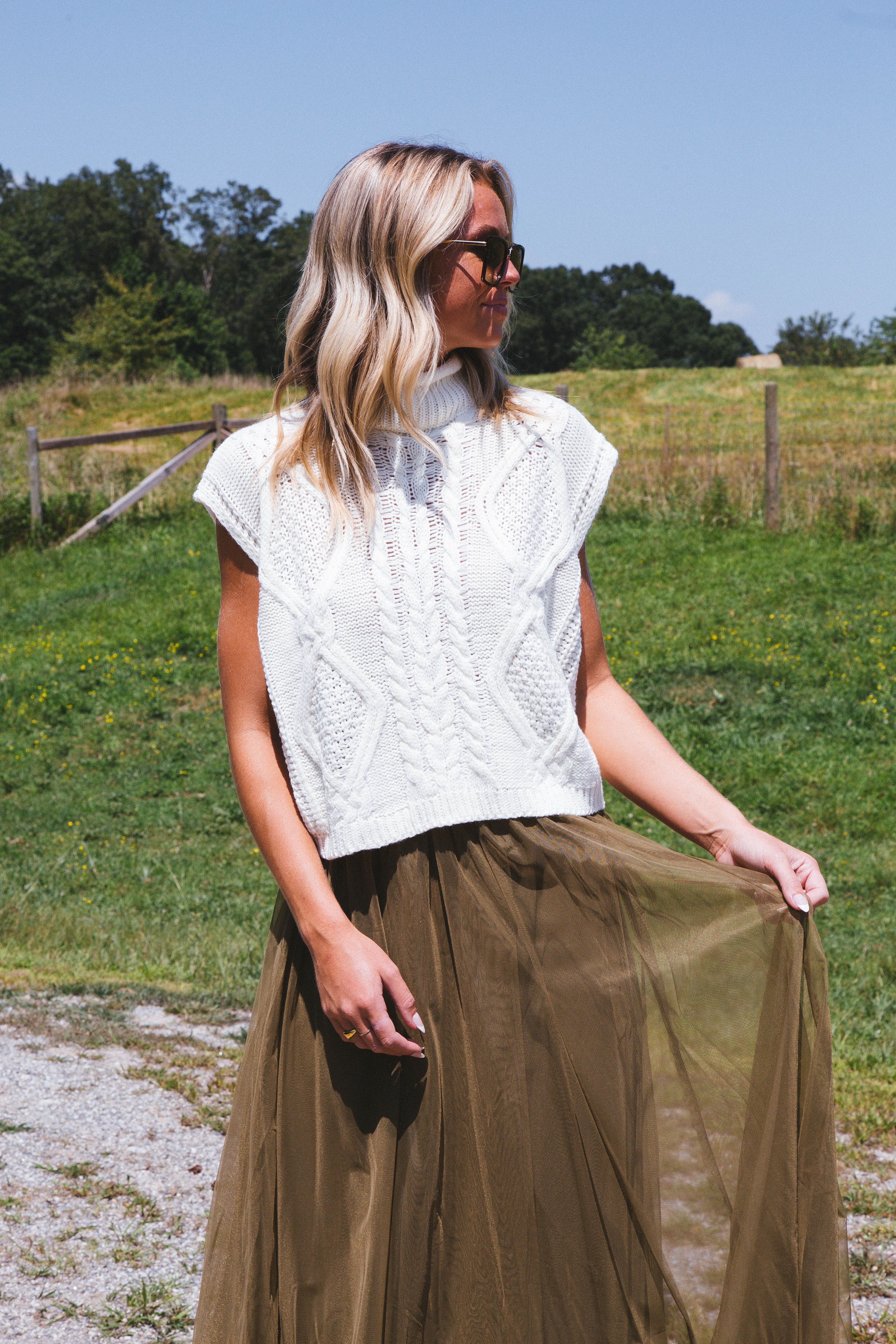 Unmatched Cable Knit Sleeveless Sweater, Cream sold by North & Main Clothing Company product image thumbnail 12