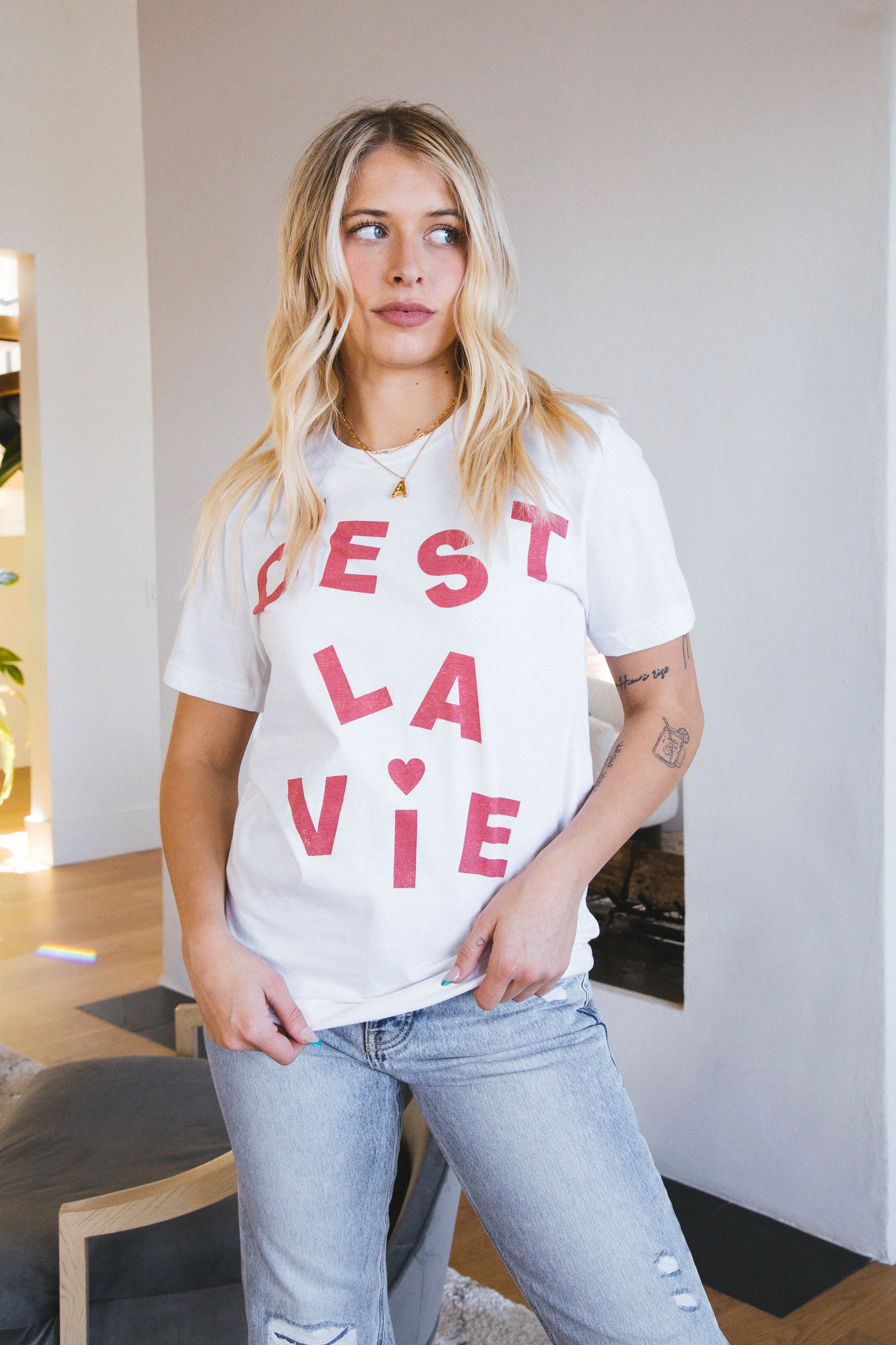 C'est La Vie Graphic Tee, White sold by North & Main Clothing Company product image thumbnail 5