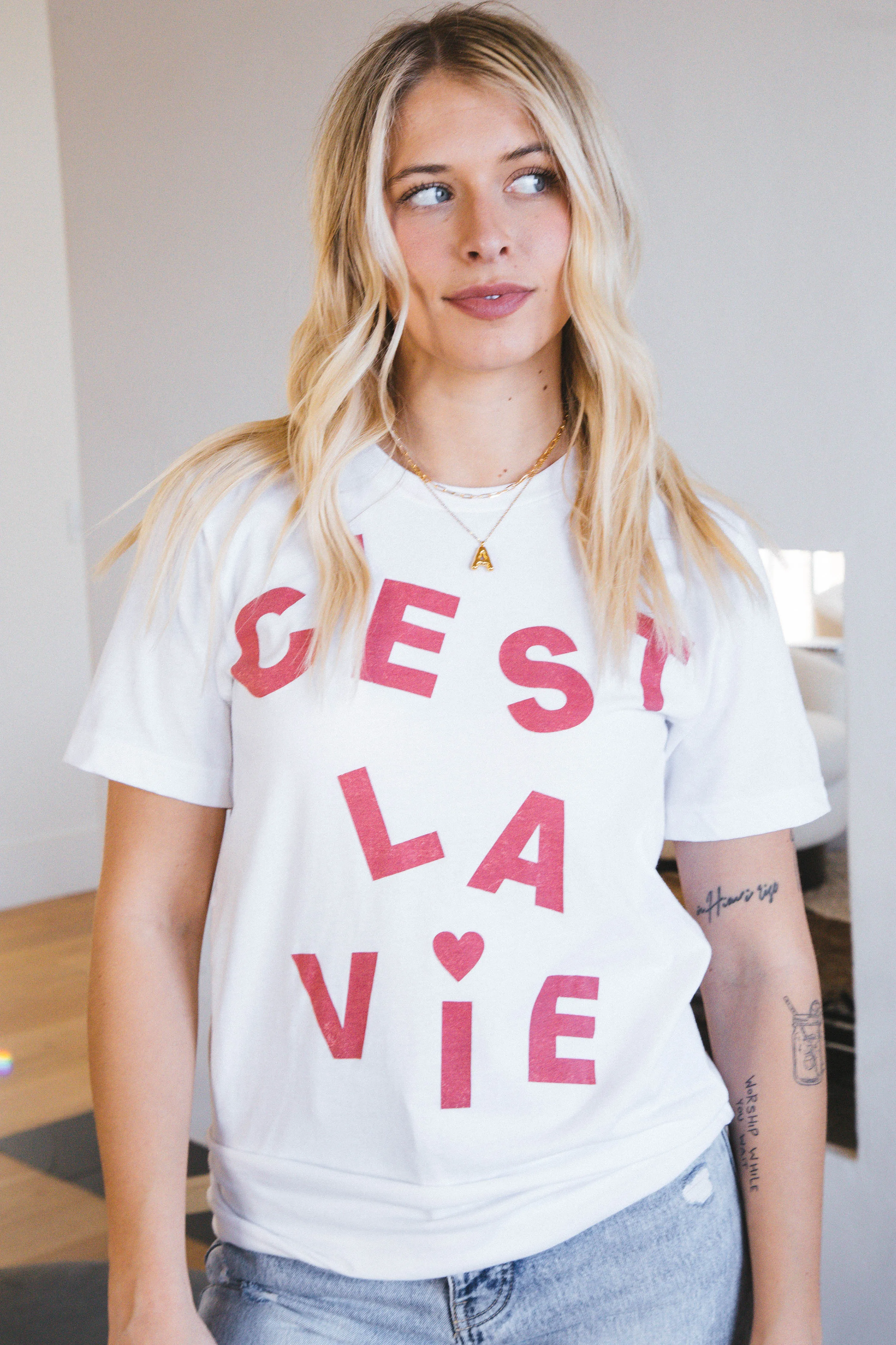 C'est La Vie Graphic Tee, White sold by North & Main Clothing Company product image thumbnail 4