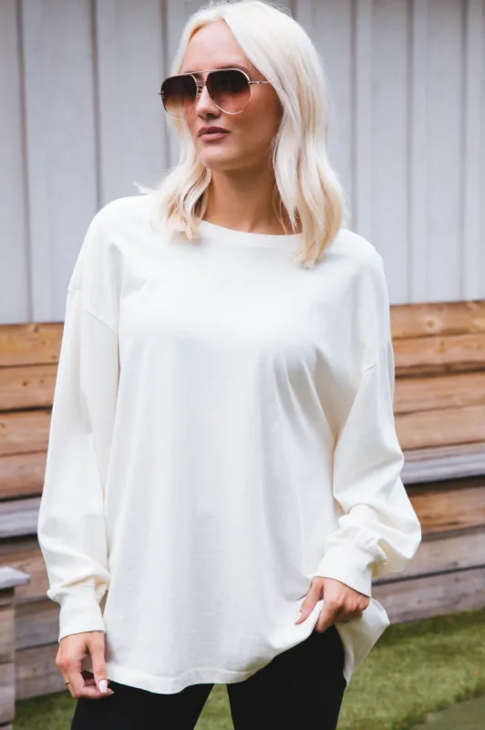 Orla Oversized Tee, Cream sold by North & Main Clothing Company