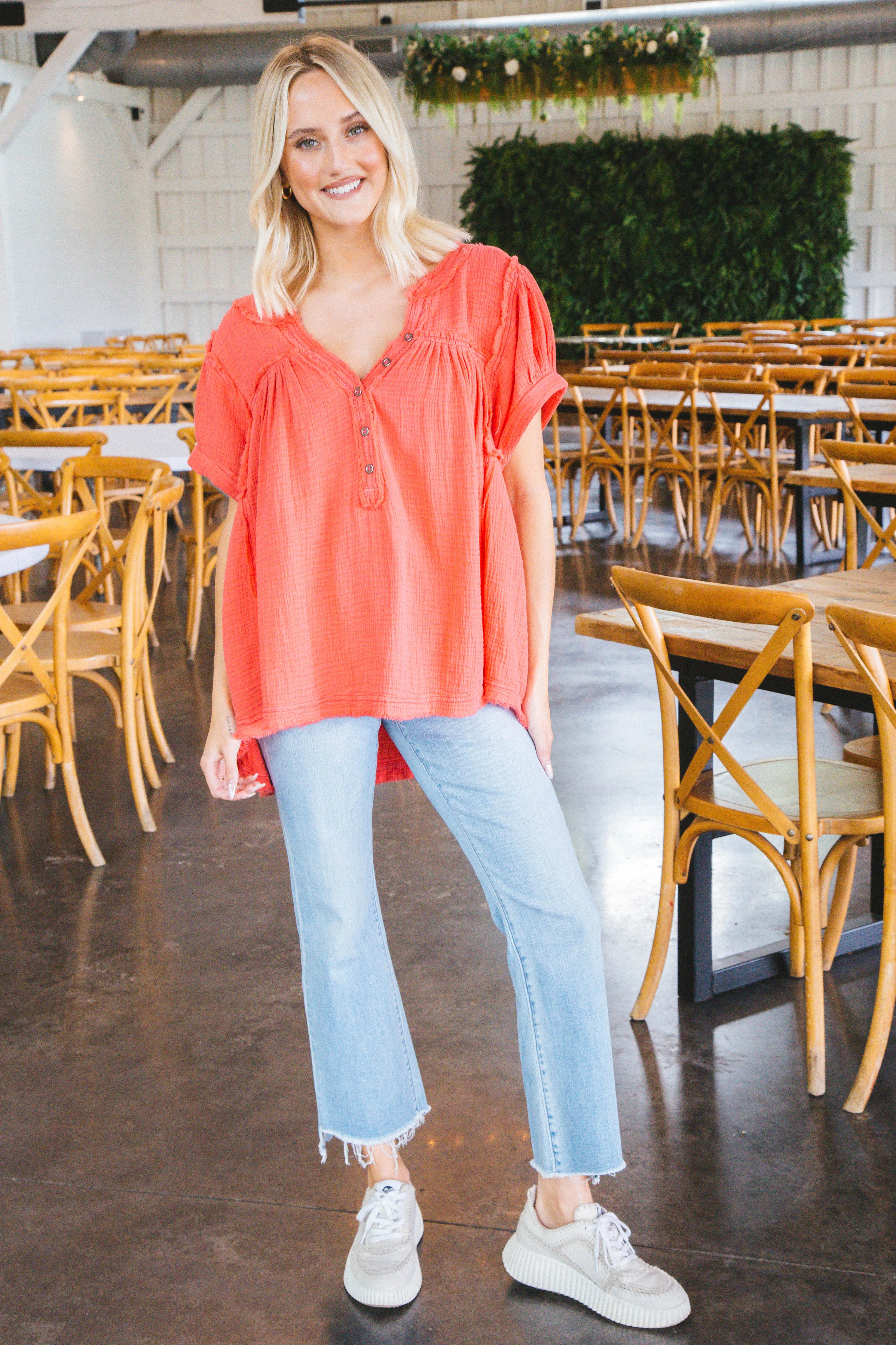 Horizons Double Cloth Top, Coral Paradise | Free People sold by North & Main Clothing Company product image thumbnail 2