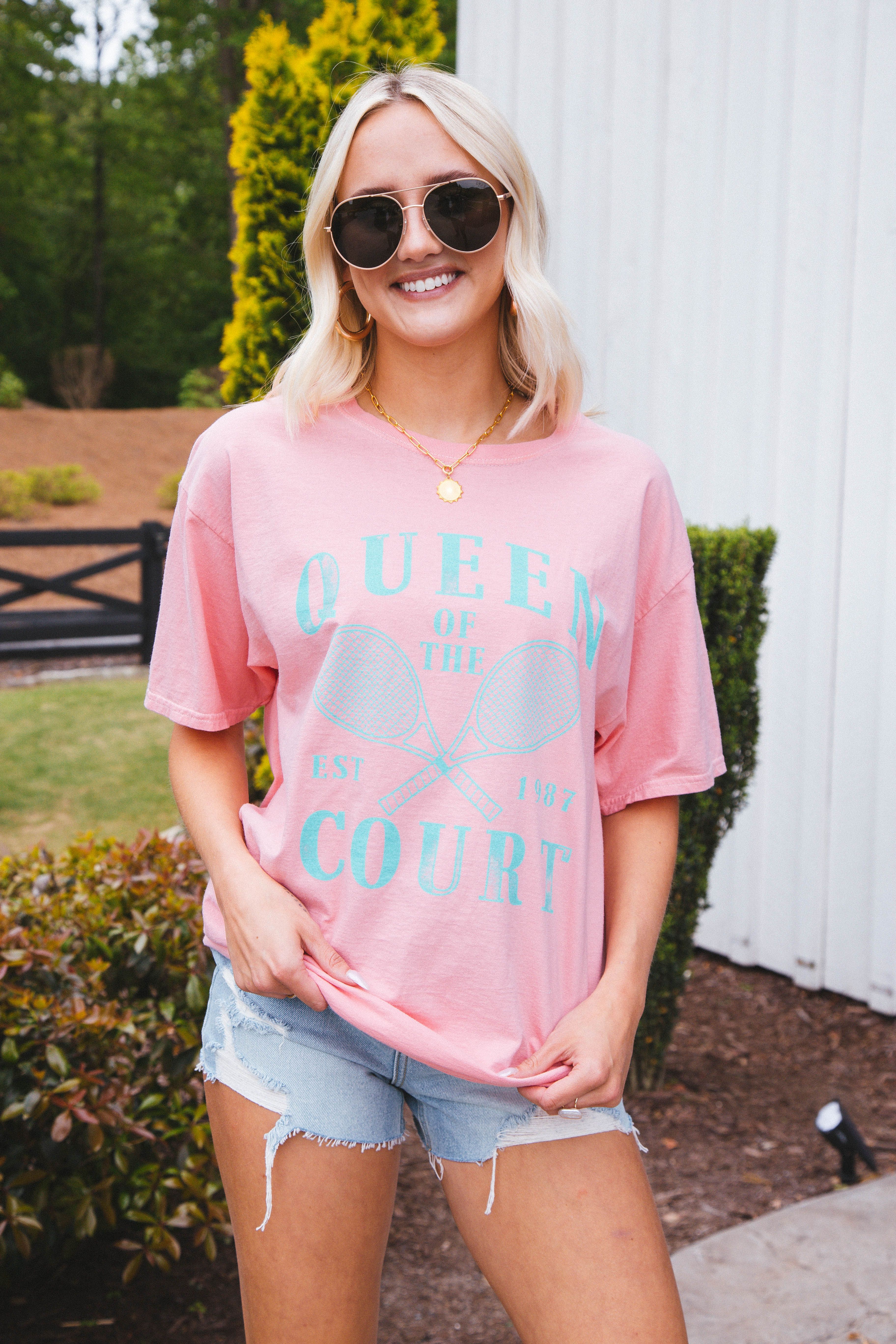 Queen Of The Court Graphic Tee, Coral sold by North & Main Clothing Company product image thumbnail 4
