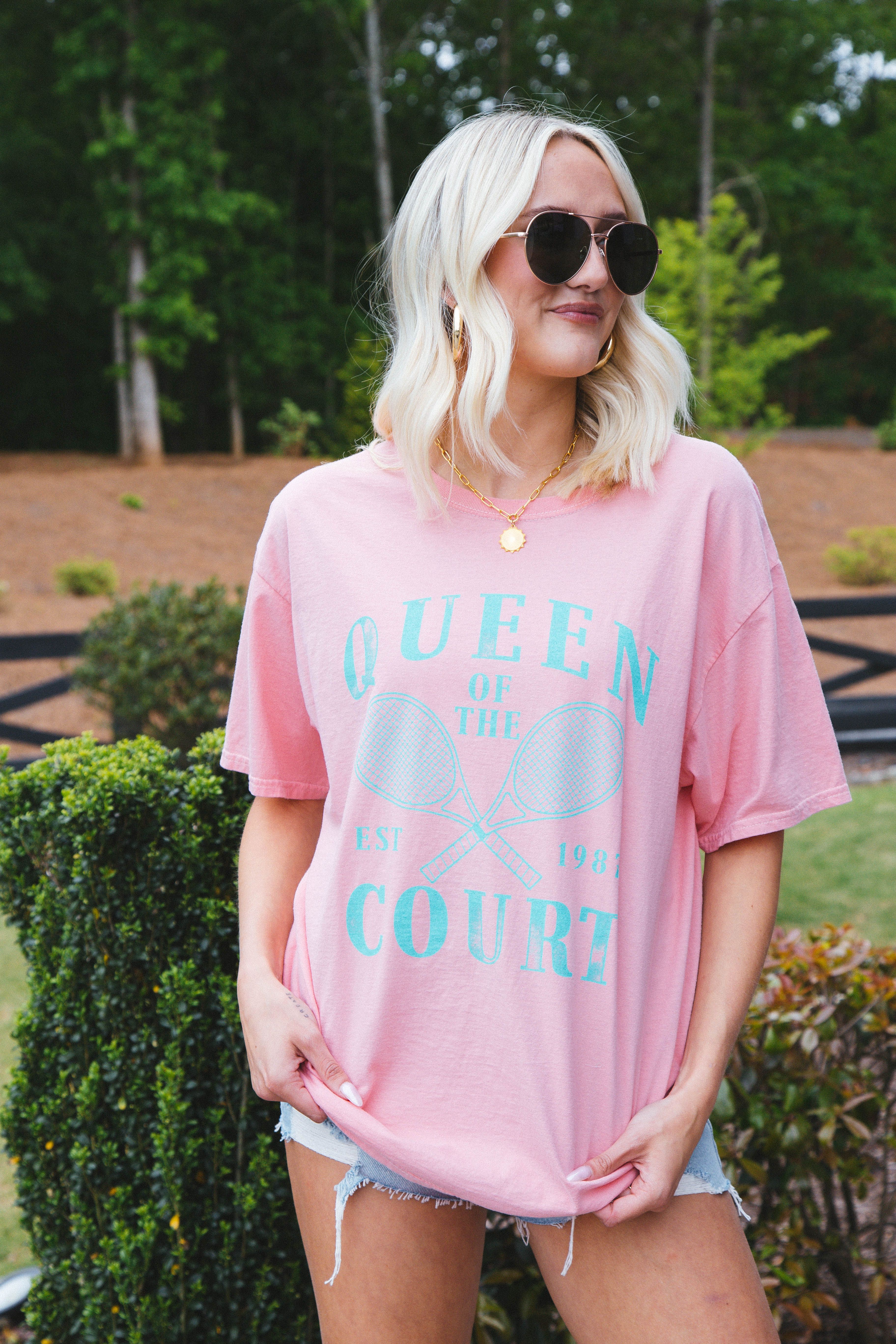 Queen Of The Court Graphic Tee, Coral sold by North & Main Clothing Company product image thumbnail 2