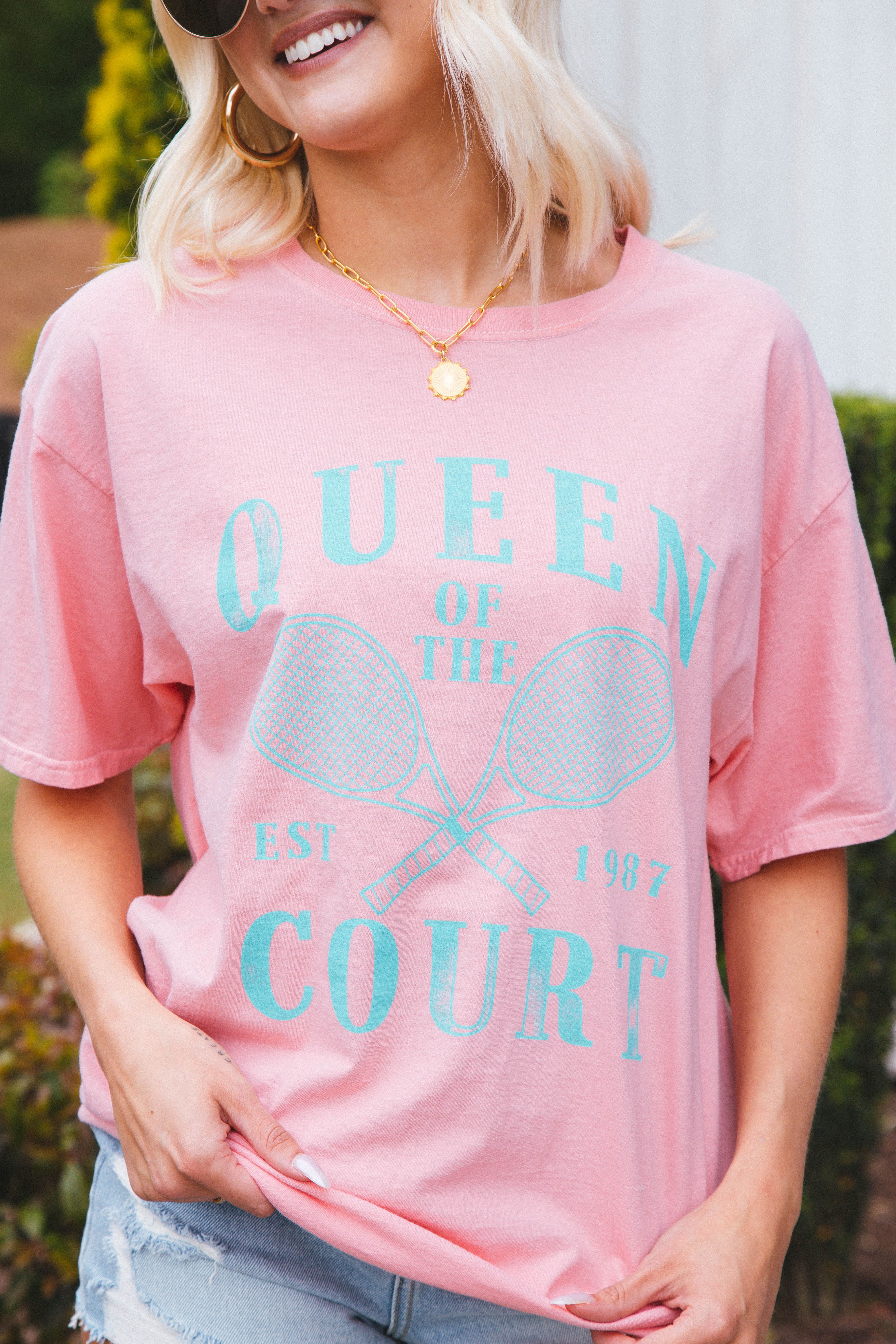 Queen Of The Court Graphic Tee, Coral sold by North & Main Clothing Company product image thumbnail 3