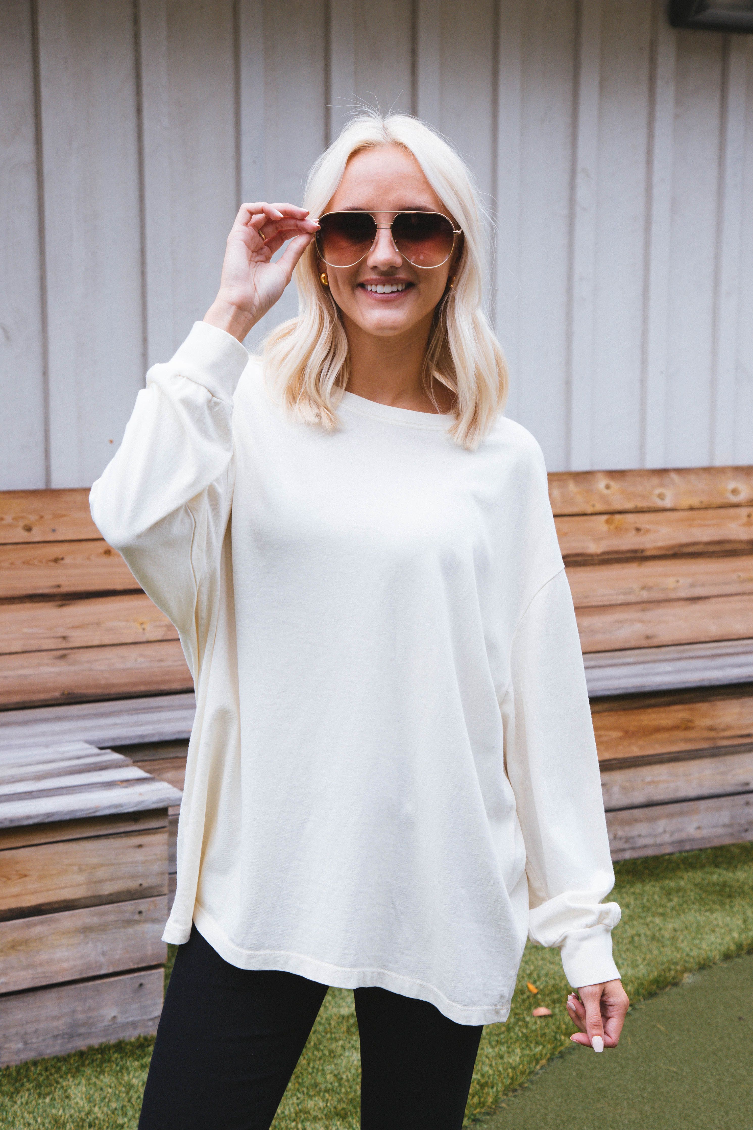 Orla Oversized Tee, Cream sold by North & Main Clothing Company product image thumbnail 5