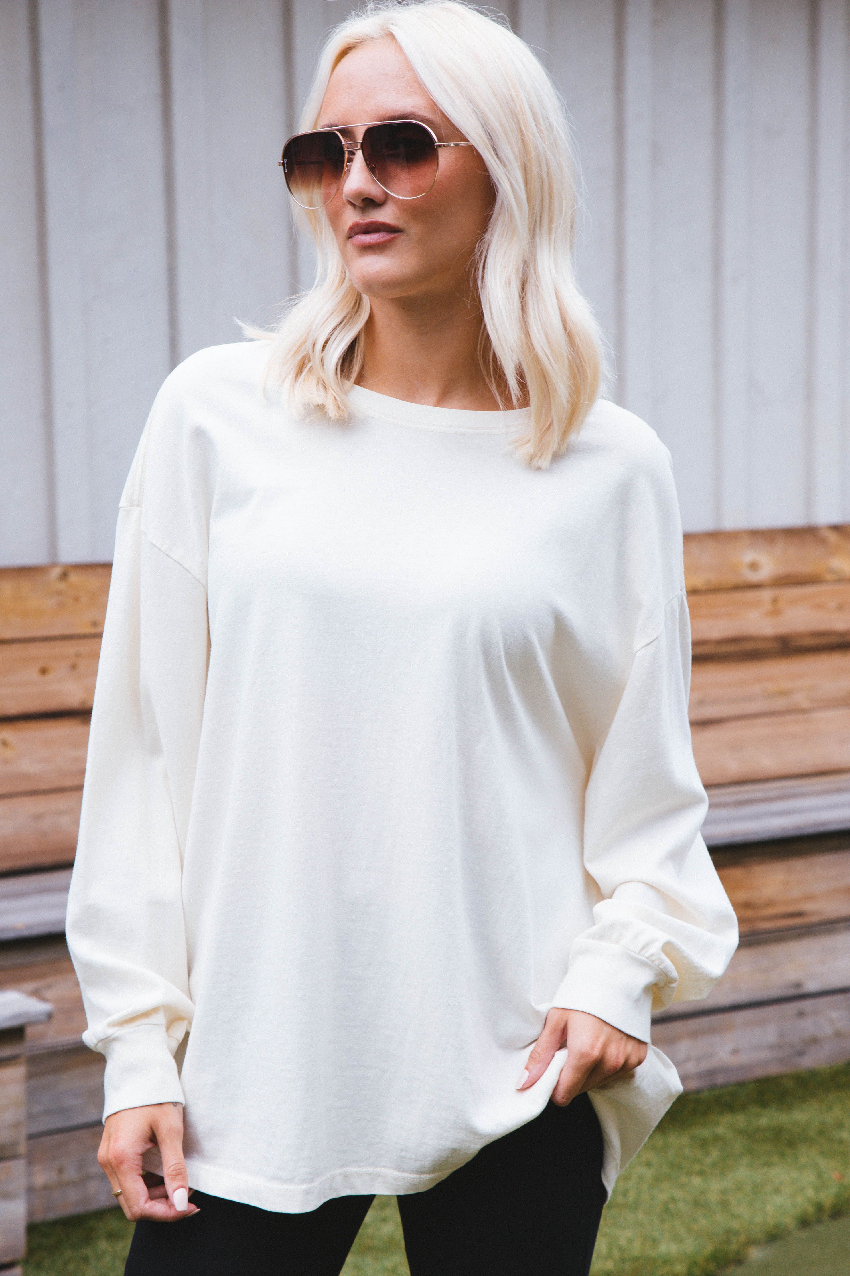 Orla Oversized Tee, Cream sold by North & Main Clothing Company