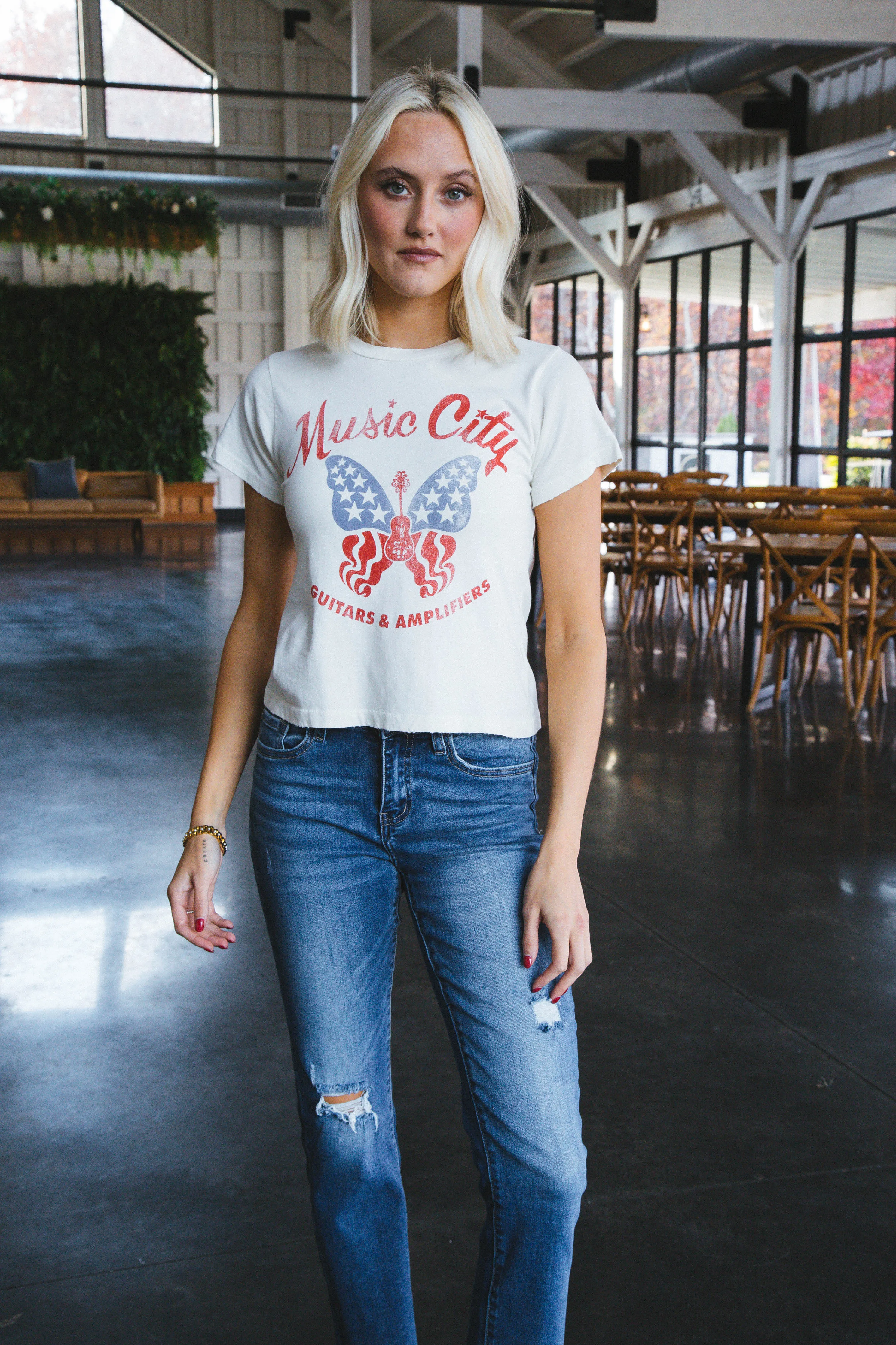 Music City Butterfly Vintage Tee, Stone Vintage | Daydreamer sold by North & Main Clothing Company product image thumbnail 5