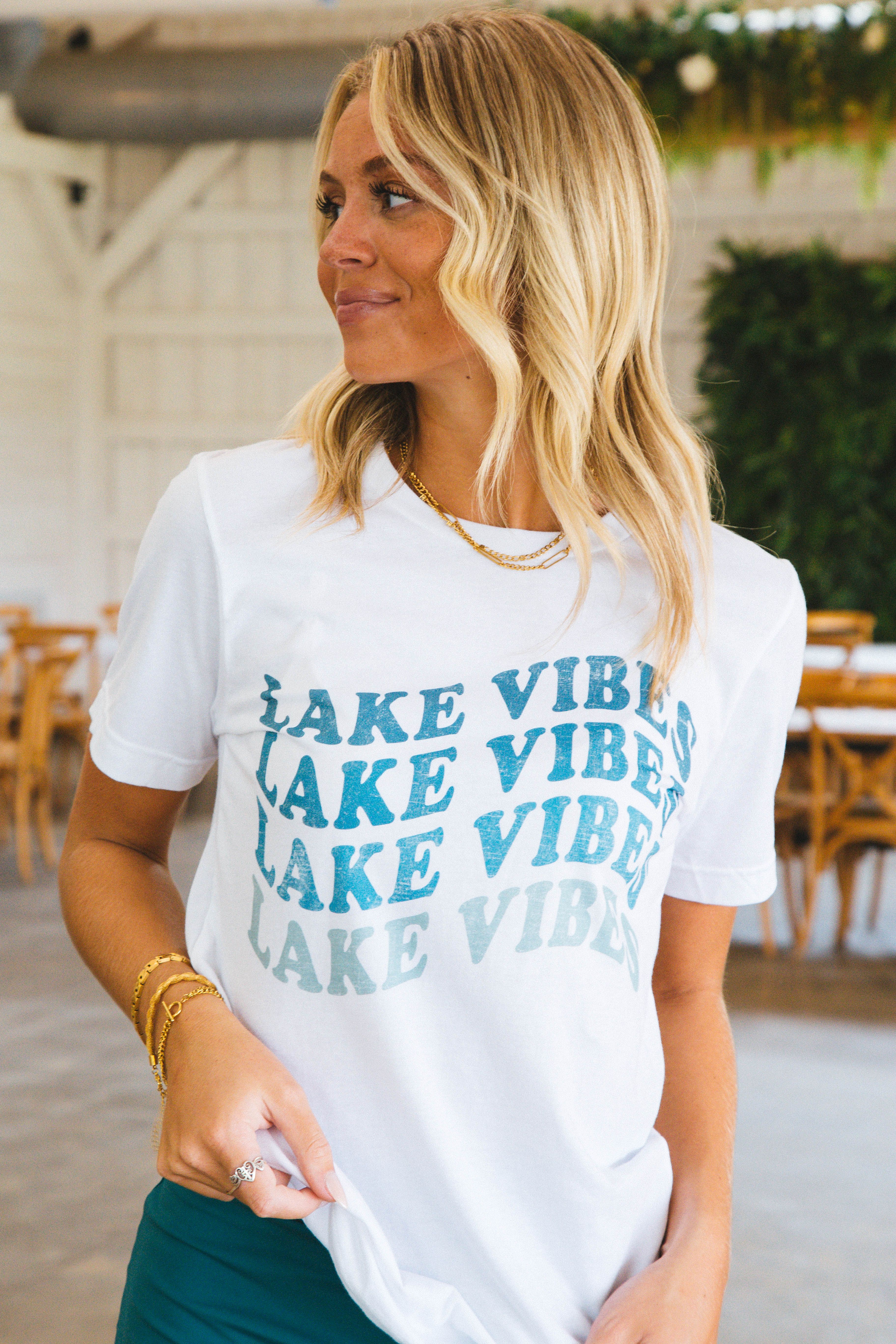 Lake Vibes Graphic Tee, White sold by North & Main Clothing Company