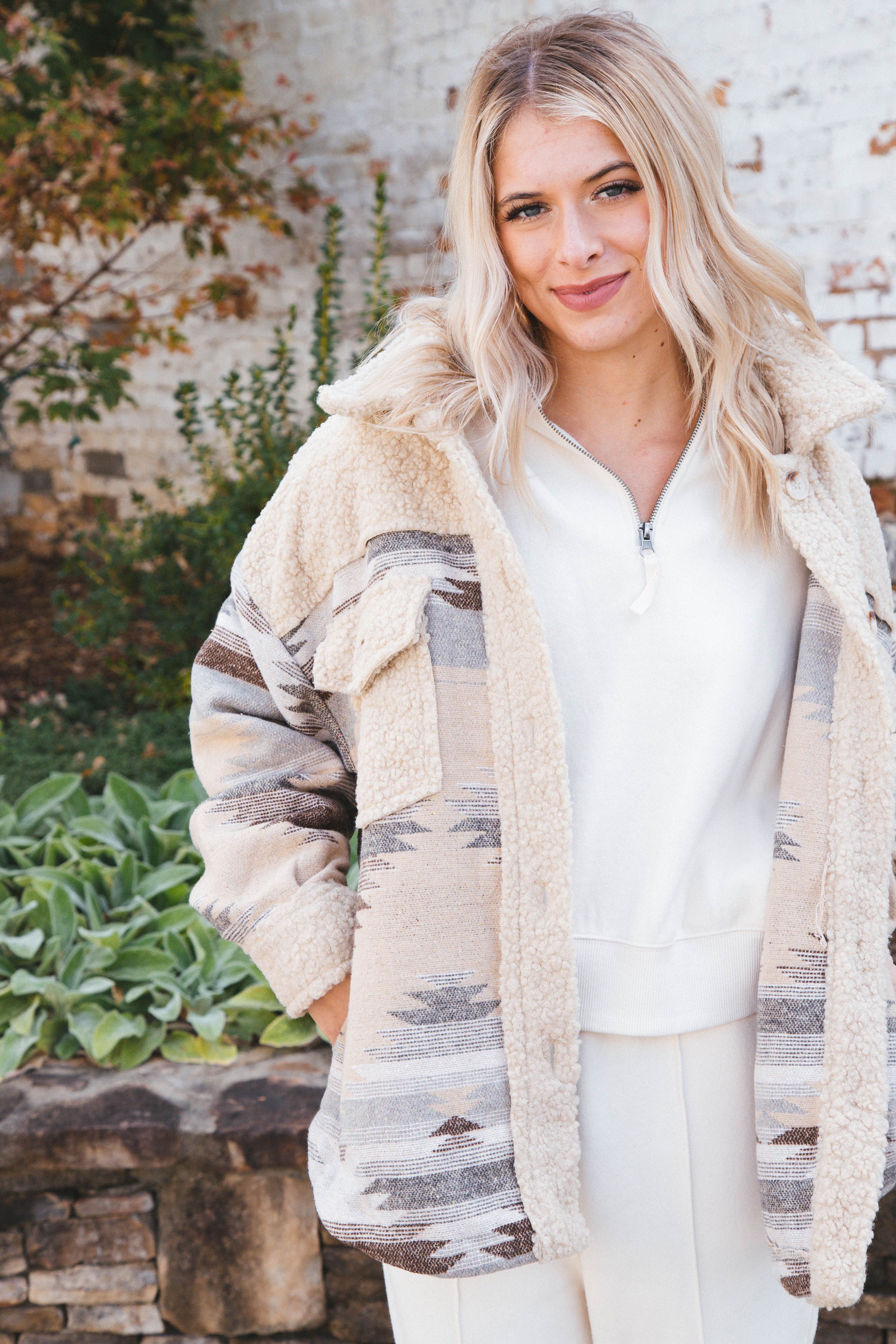 Arleth Three-Quarter Zip Pullover Top, Cream sold by North & Main Clothing Company product image thumbnail 3