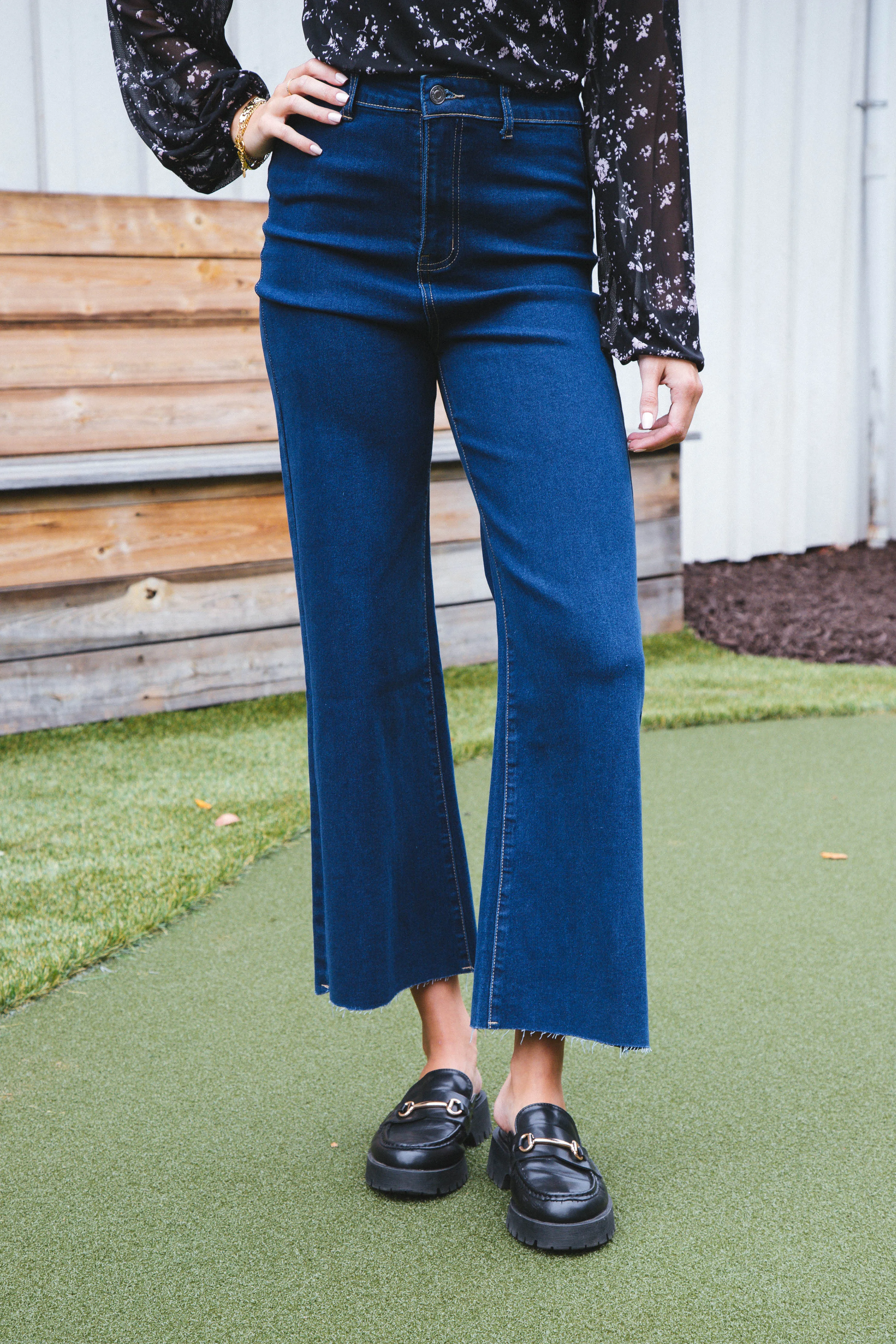 Aria High Rise Wide Leg Pants, Dark Denim sold by North & Main Clothing Company product image thumbnail 4