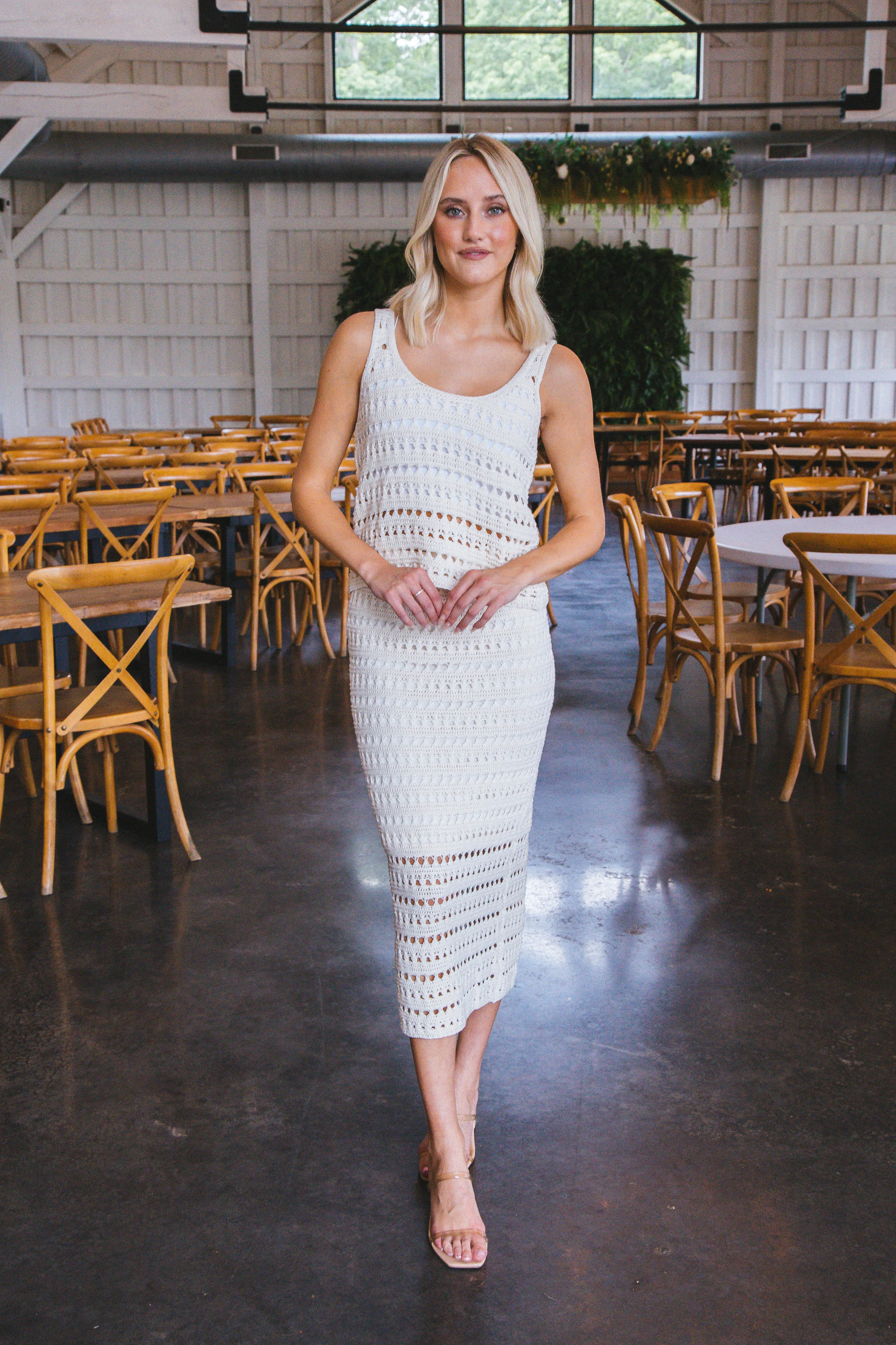 Sara Crochet Knit Midi Skirt, Cream sold by North & Main Clothing Company product image thumbnail 2