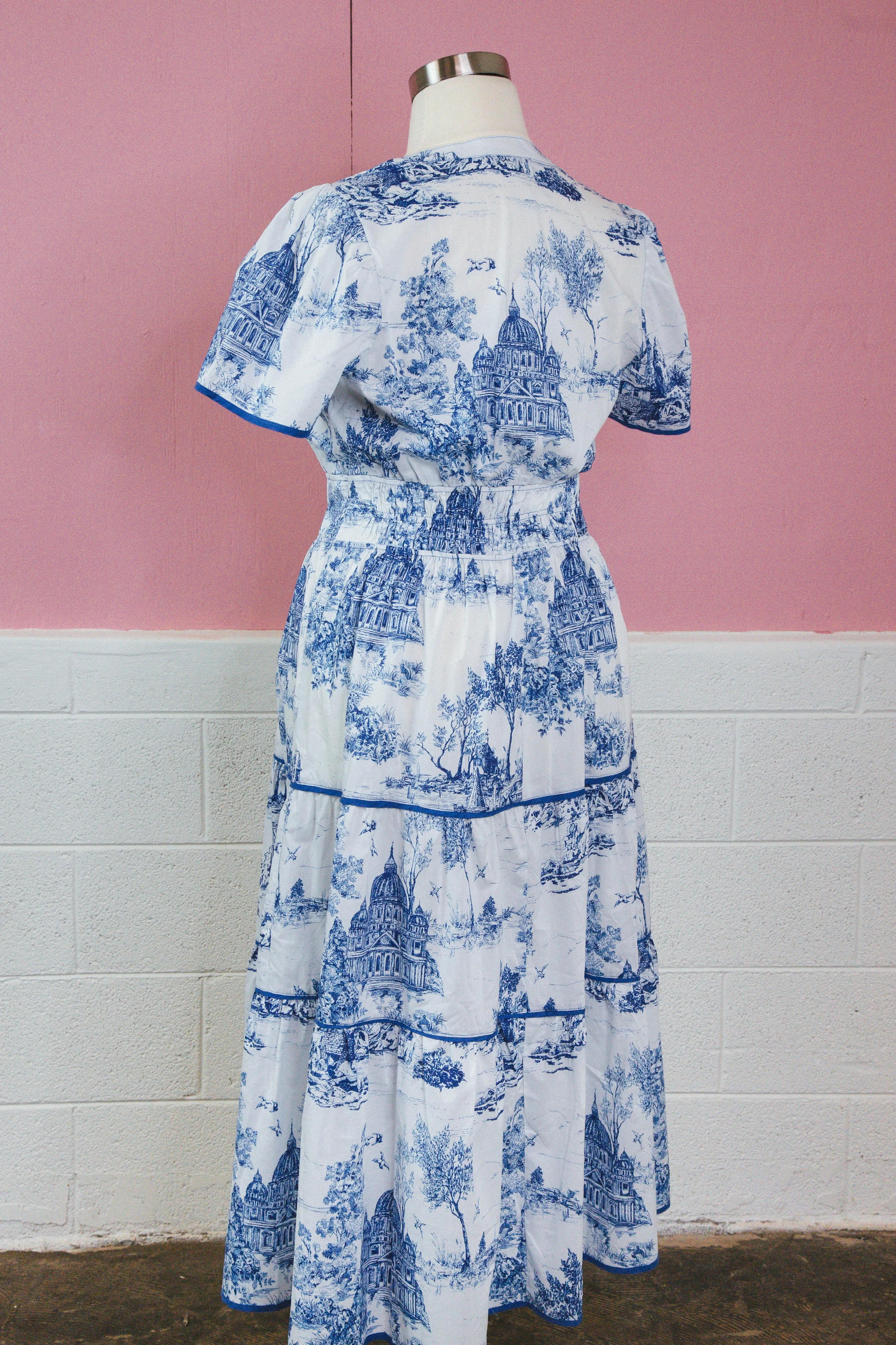Kinsley Printed Split Neck Maxi Dress, Blue | Extended Sizes sold by North & Main Clothing Company product image thumbnail 3