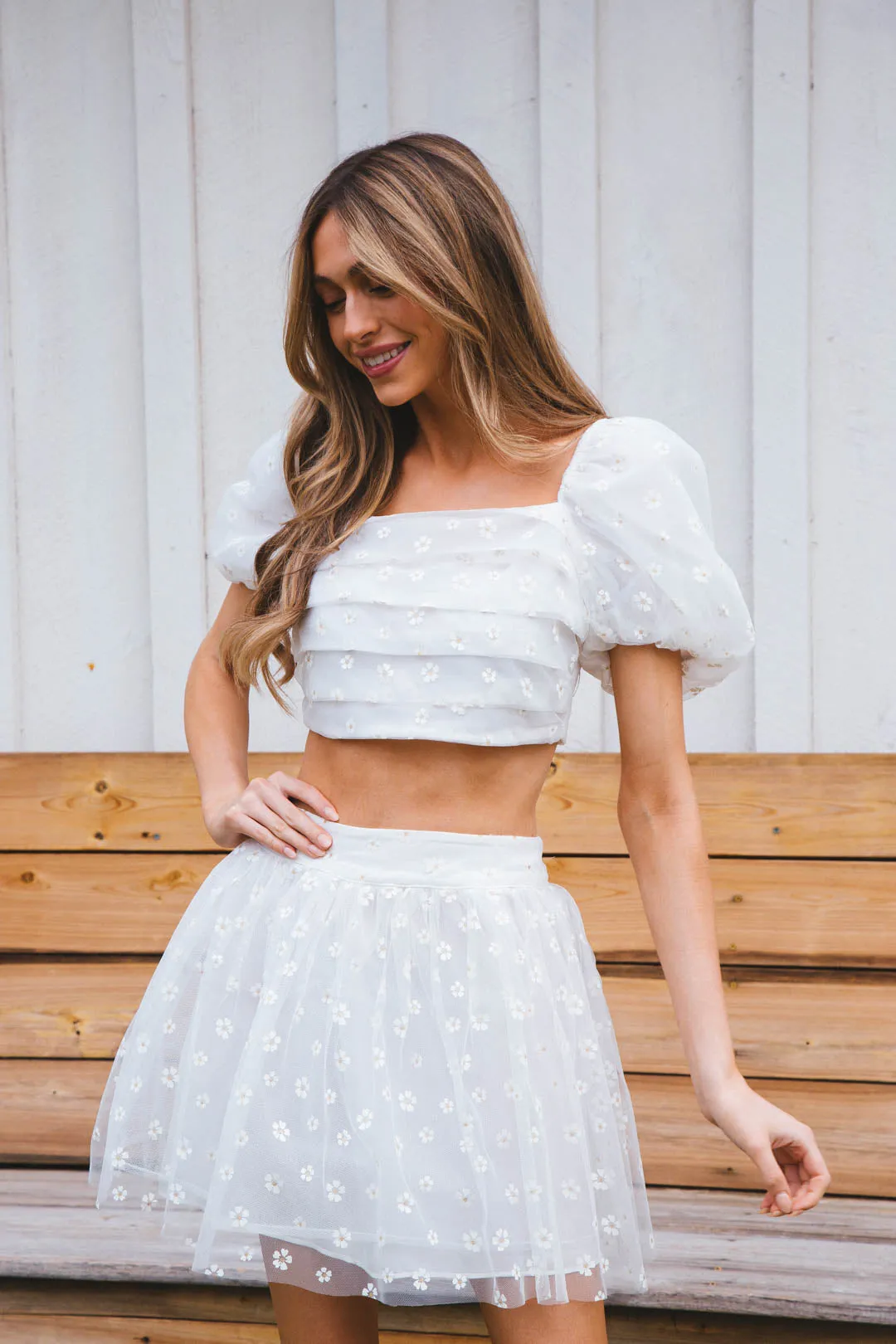 Sylvia Floral Mesh Set, English Daisy | Buddy Love sold by North & Main Clothing Company product image thumbnail 4
