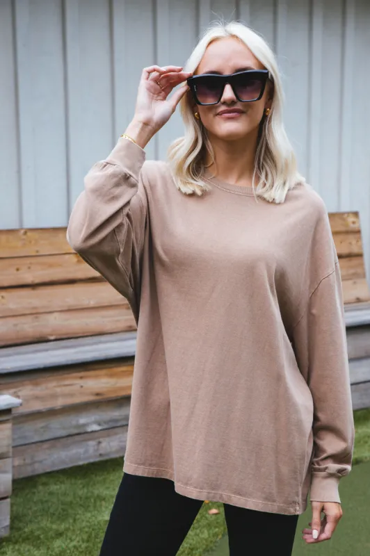 Orla Oversized Tee, Pale Brown sold by North & Main Clothing Company