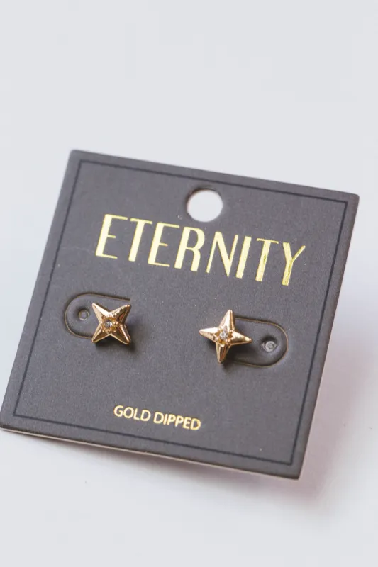 Star Stud Earrings, Gold sold by North & Main Clothing Company