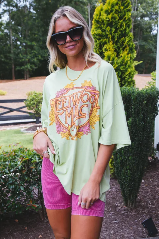 Fleetwood Mac Flower Crest Graphic Tee, Lily Green  | DayDreamer sold by North & Main Clothing Company