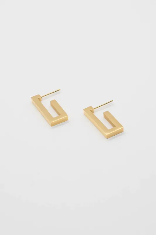 Rectangular Hoops, Gold | Brenda Grands sold by North & Main Clothing Company