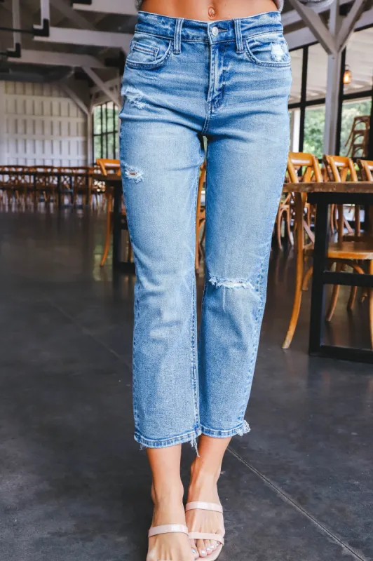 Melina High Rise Crop Straight Jeans, Blink sold by North & Main Clothing Company