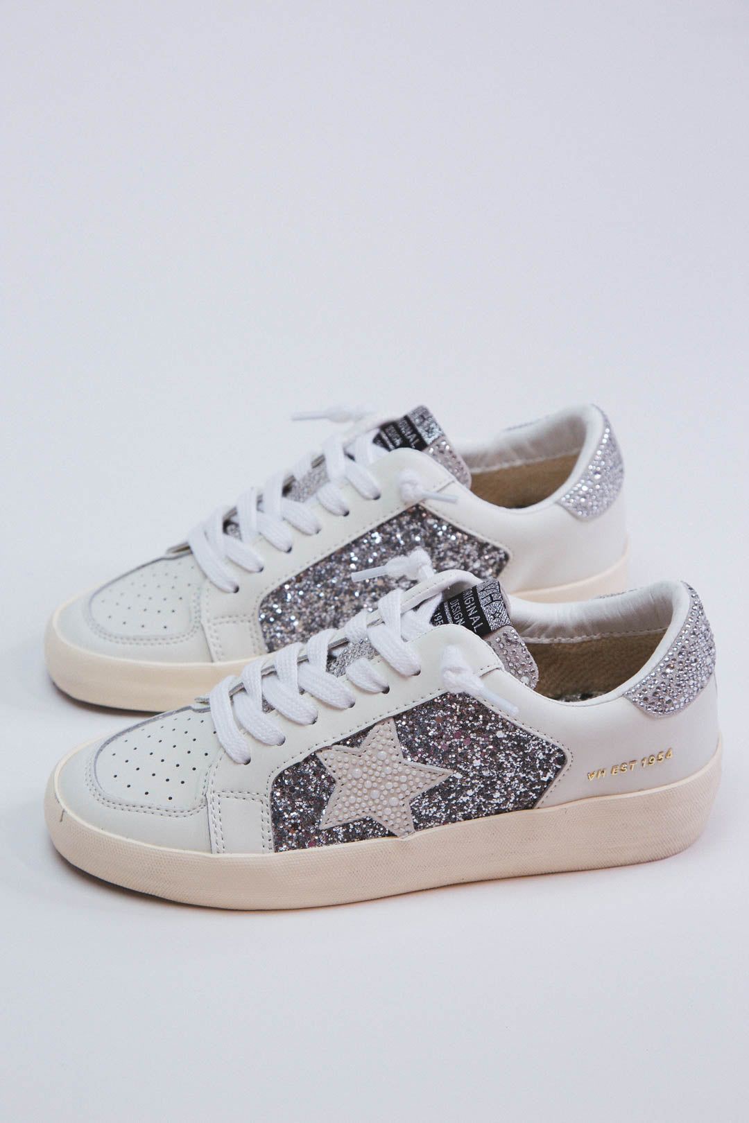 Georgette Rhinestone Sneaker, Silver Glitter | Vintage Havana sold by North & Main Clothing Company
