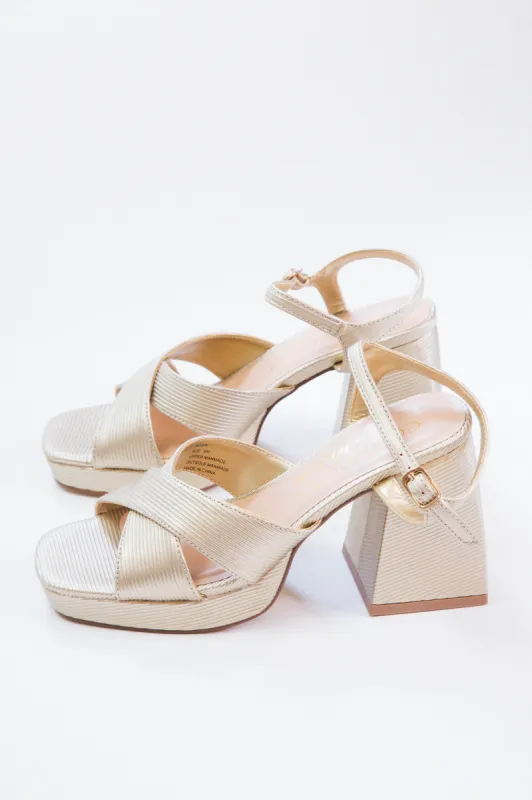 Robin Platform Heels, Gold Ribbed | Coconuts by Matisse sold by North & Main Clothing Company
