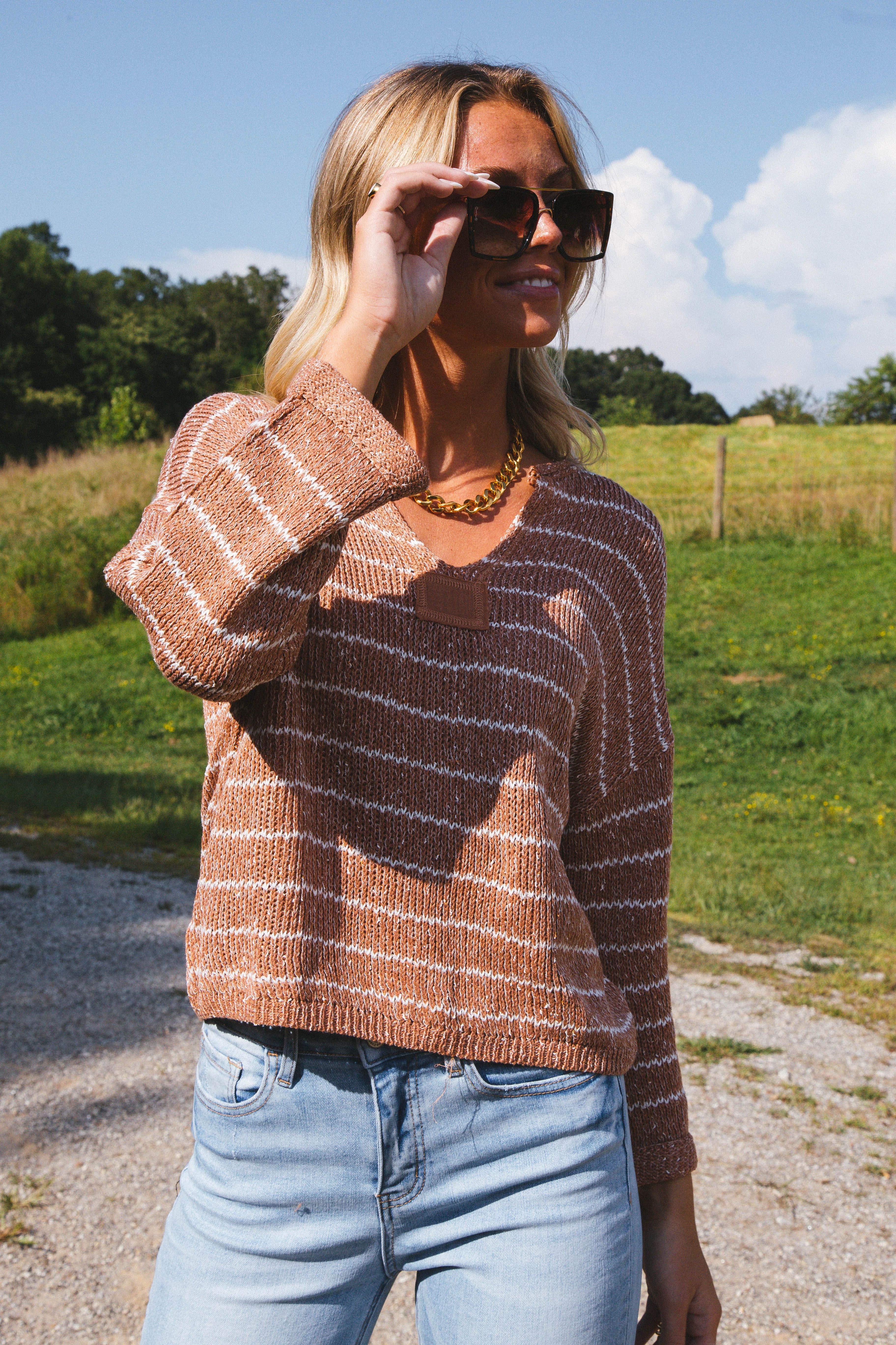 Brooklyn Striped Knit Sweater, Sienna sold by North & Main Clothing Company product image thumbnail 3