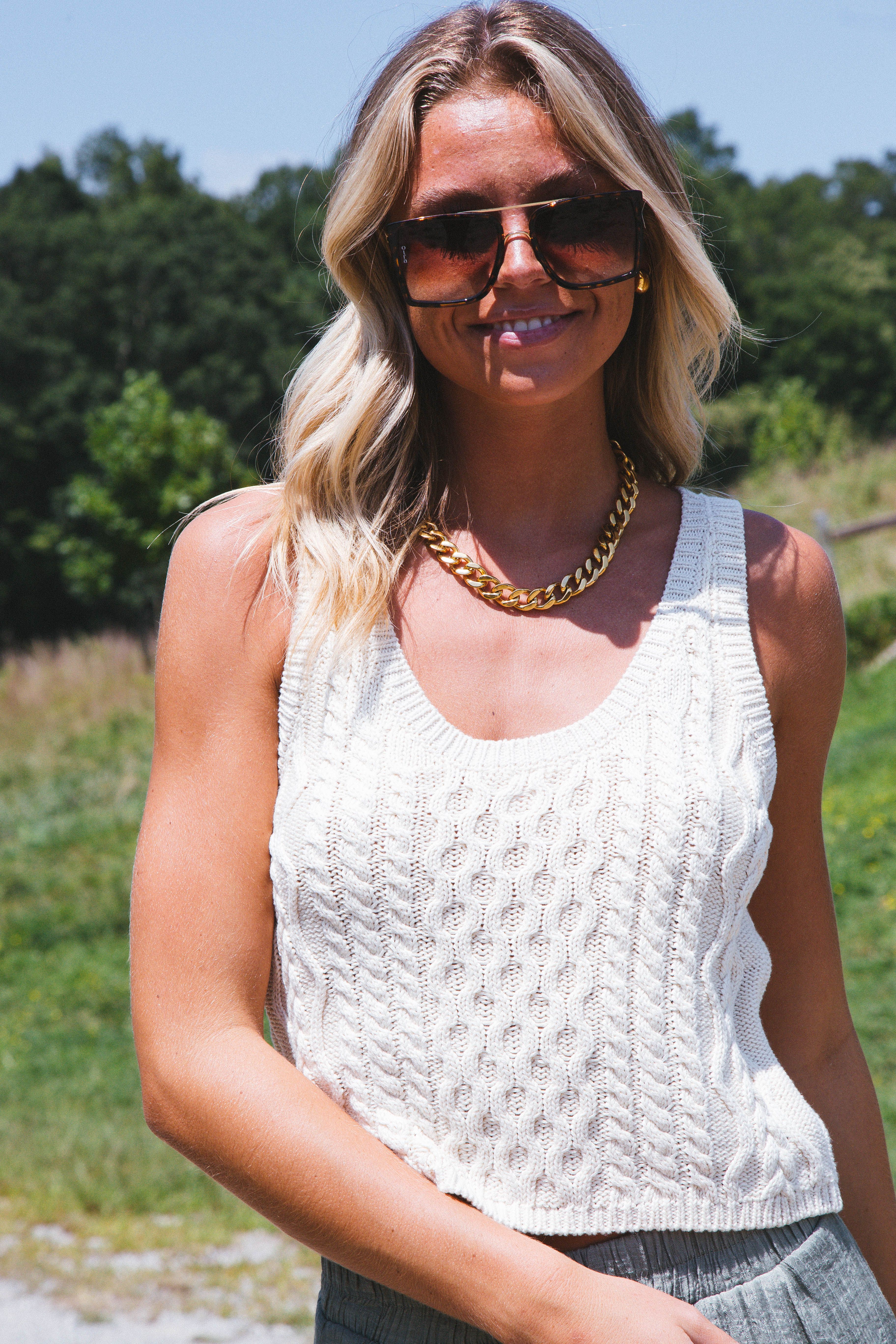 High Tide Cable Tank, Tea | Free People sold by North & Main Clothing Company product image thumbnail 2