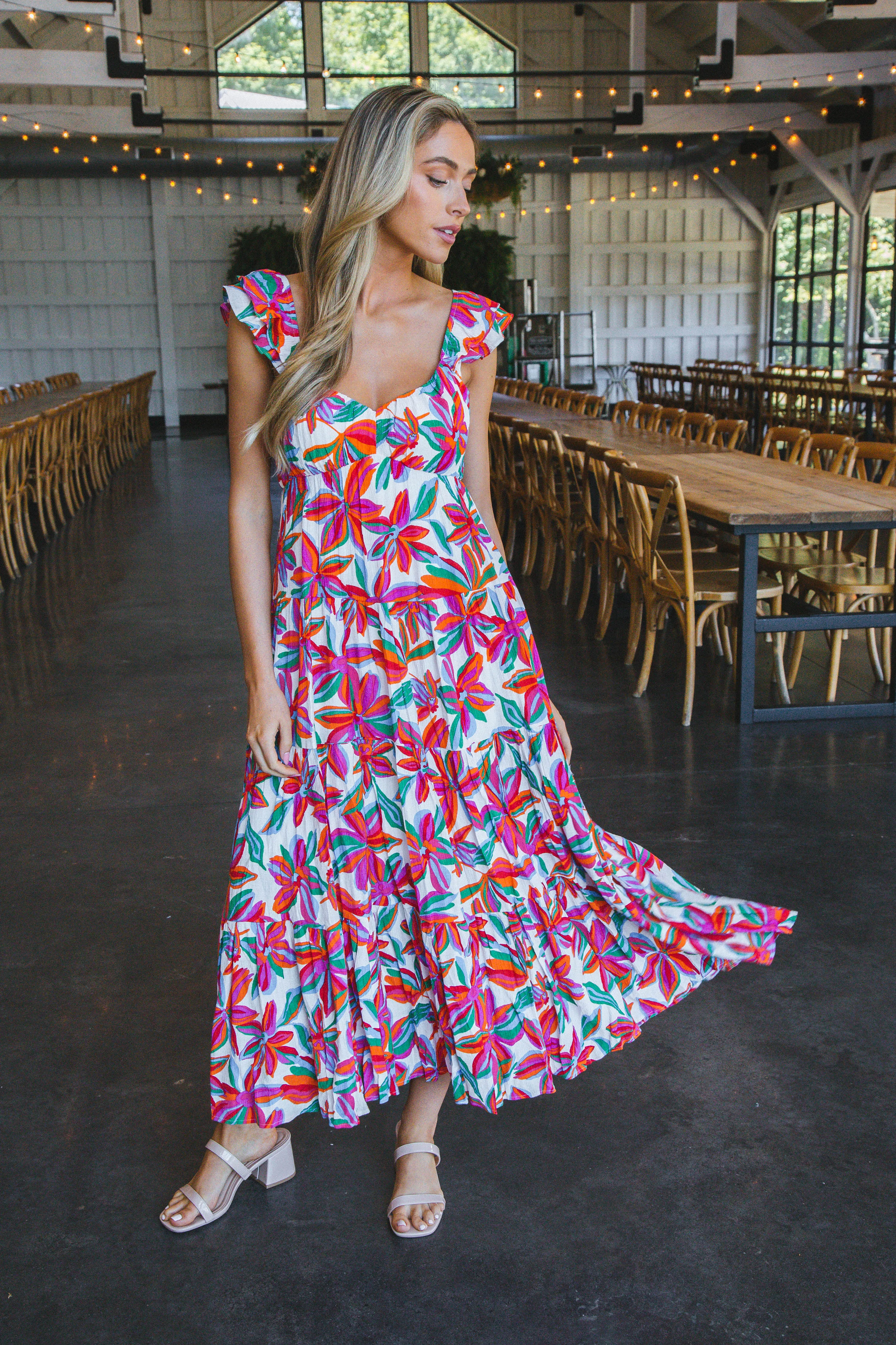 Talia Floral Maxi Dress, Red Floral sold by North & Main Clothing Company product image thumbnail 4
