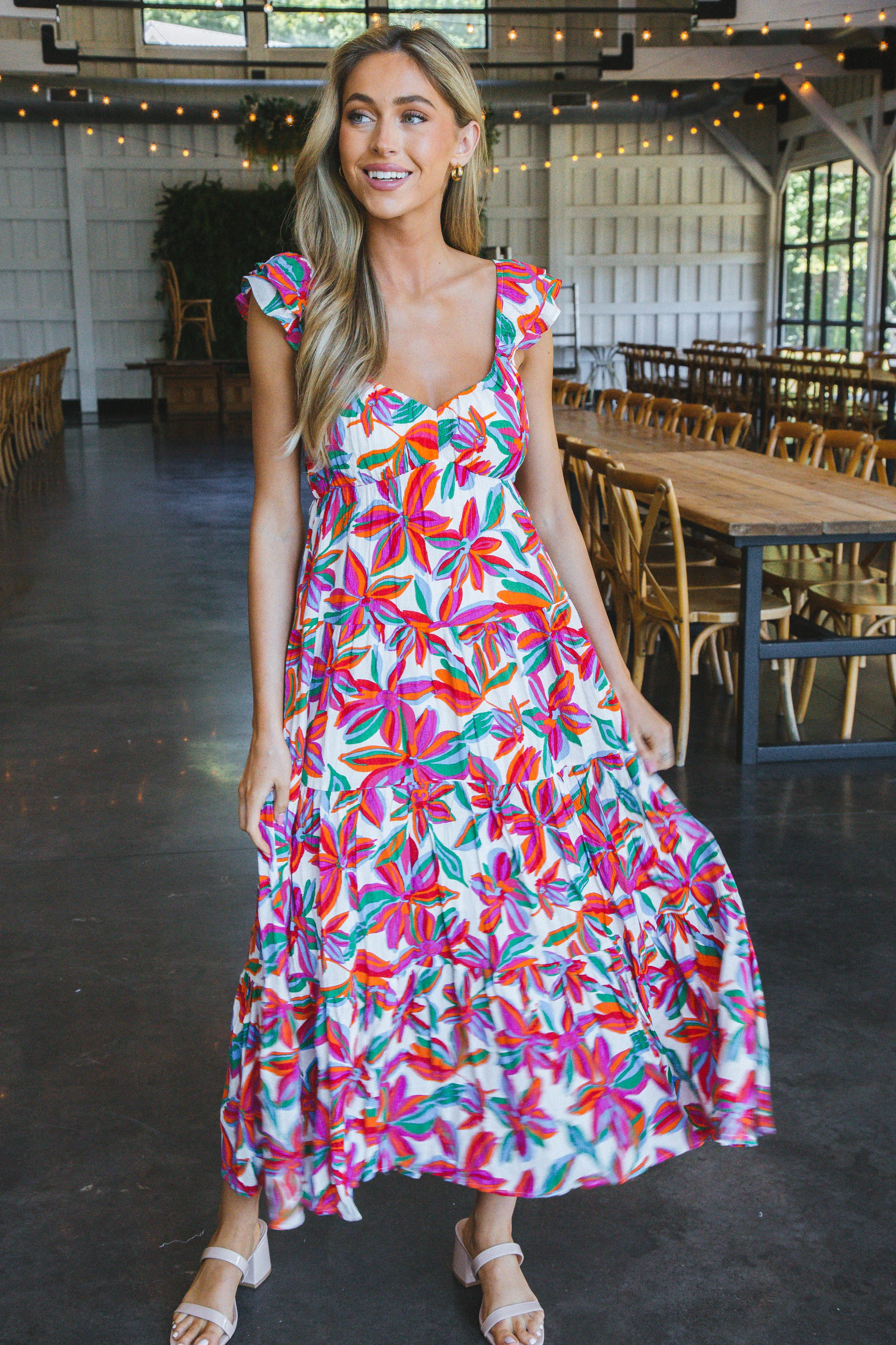 Talia Floral Maxi Dress, Red Floral sold by North & Main Clothing Company