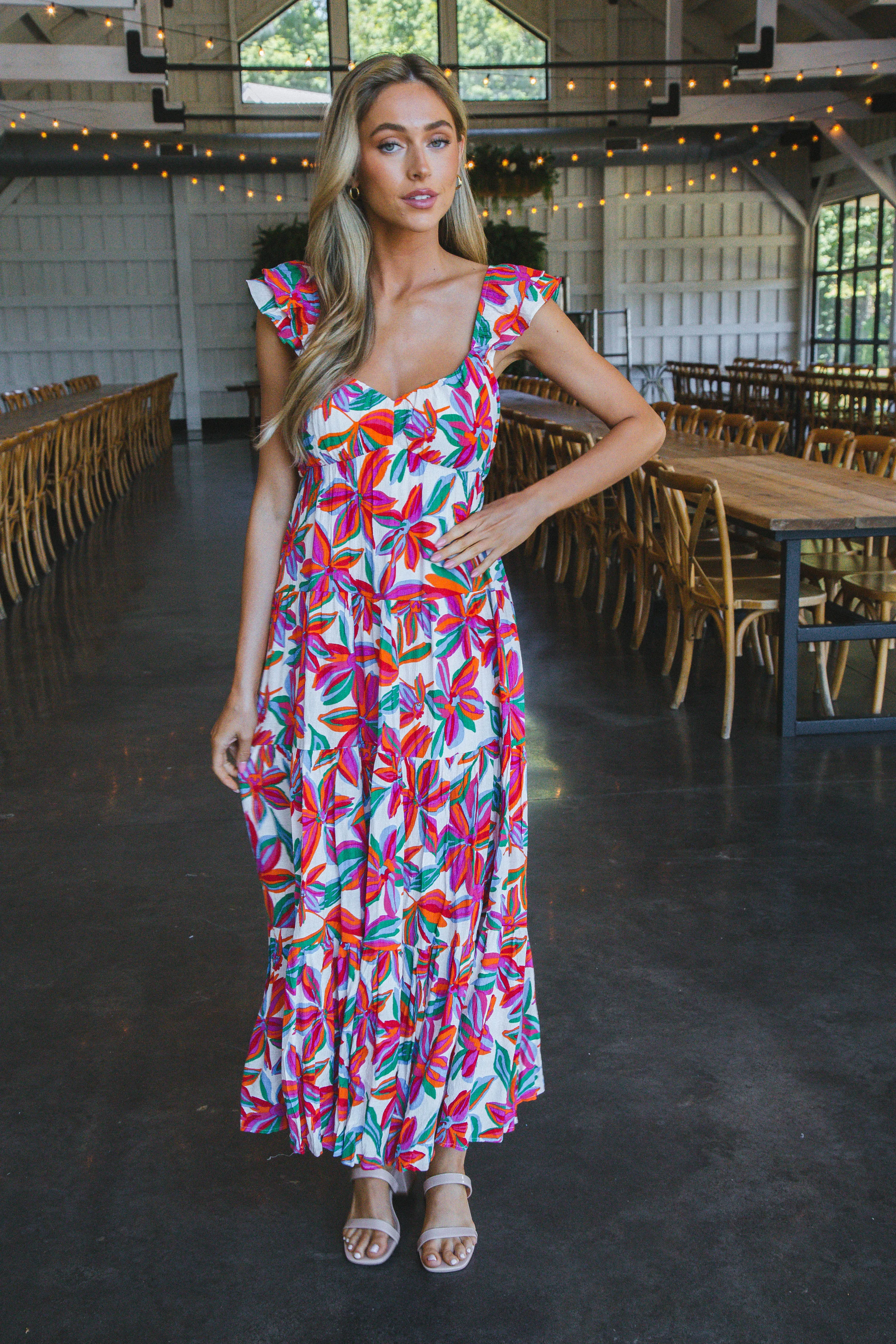 Talia Floral Maxi Dress, Red Floral sold by North & Main Clothing Company product image thumbnail 5