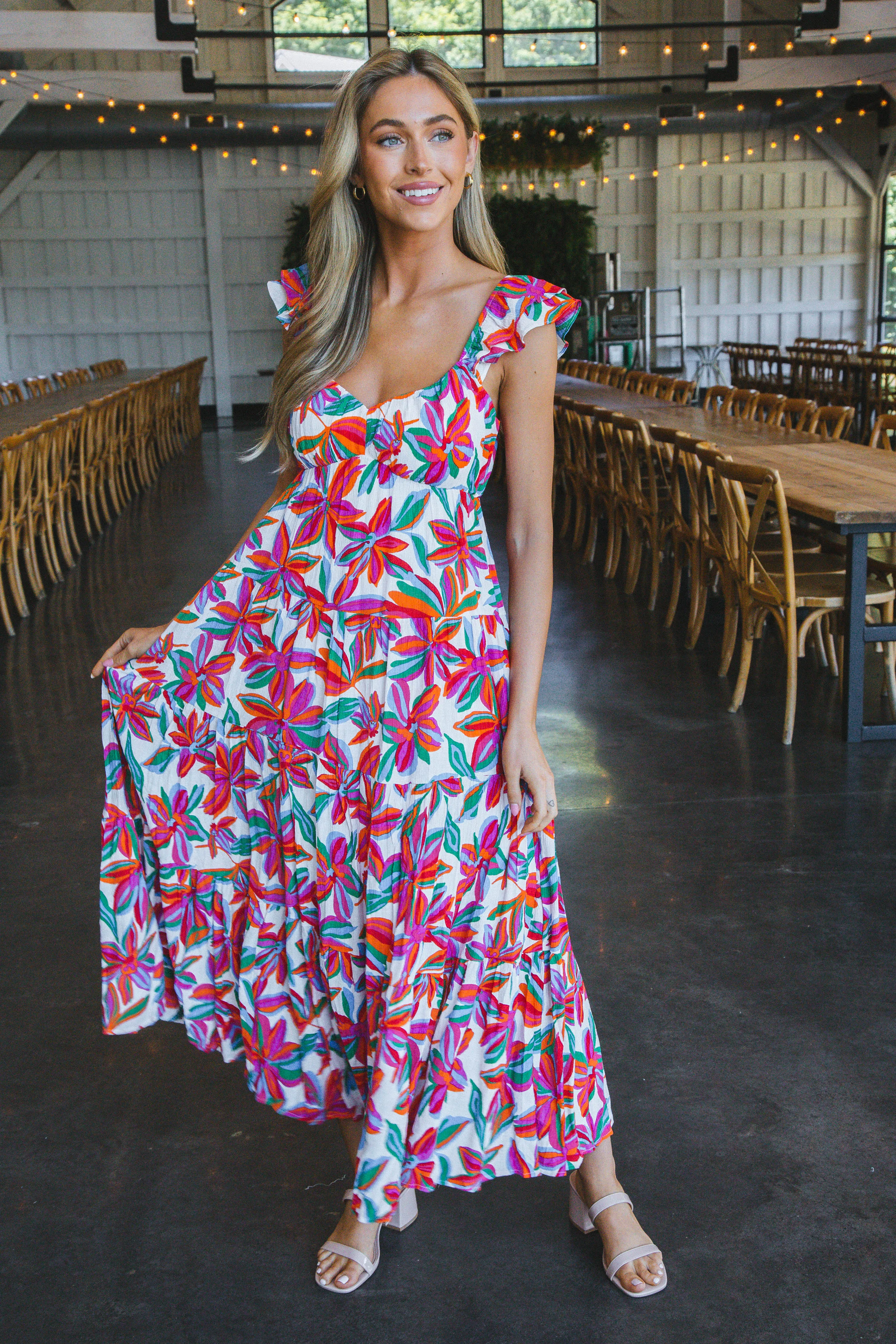 Talia Floral Maxi Dress, Red Floral sold by North & Main Clothing Company product image thumbnail 2